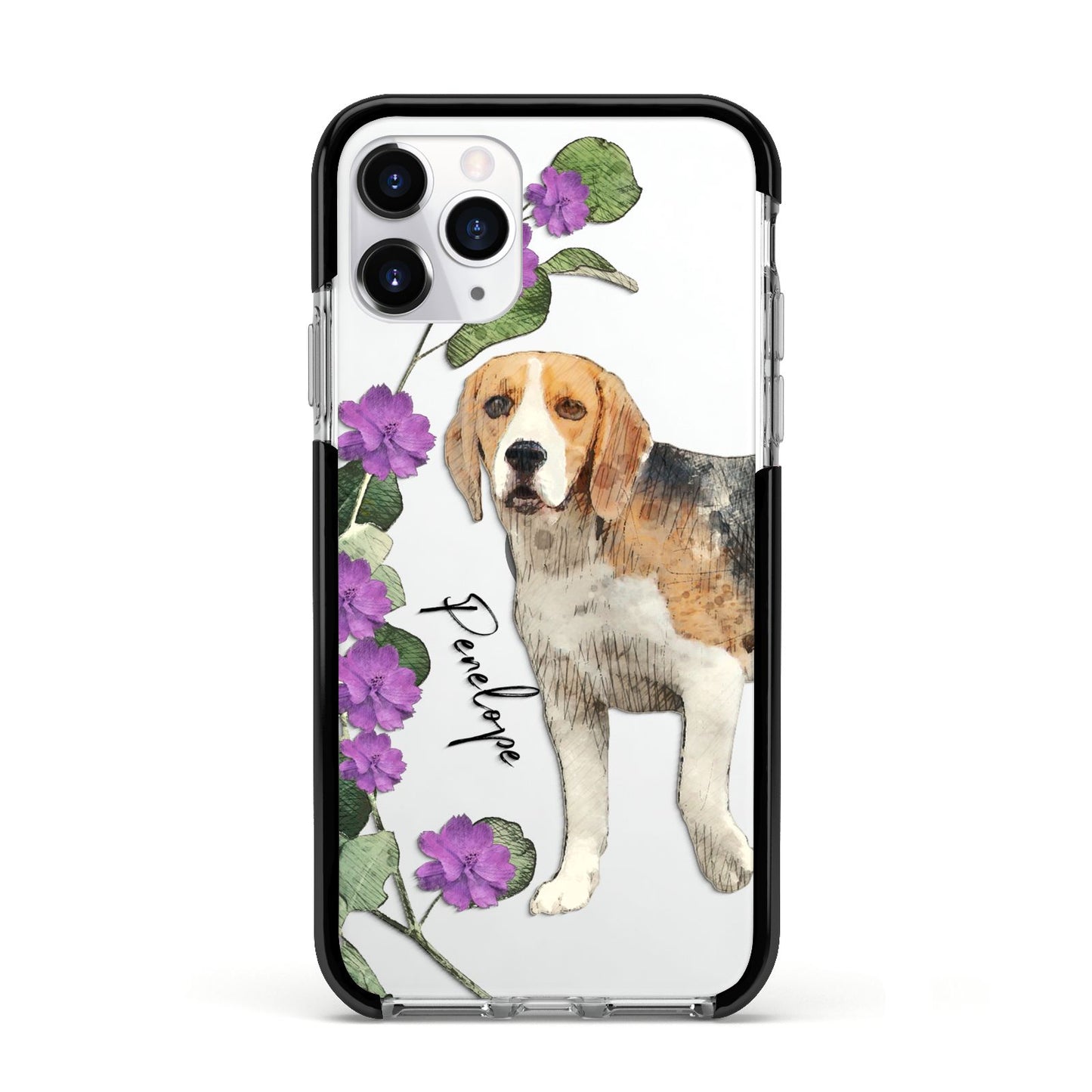 Personalised Dog Apple iPhone 11 Pro in Silver with Black Impact Case