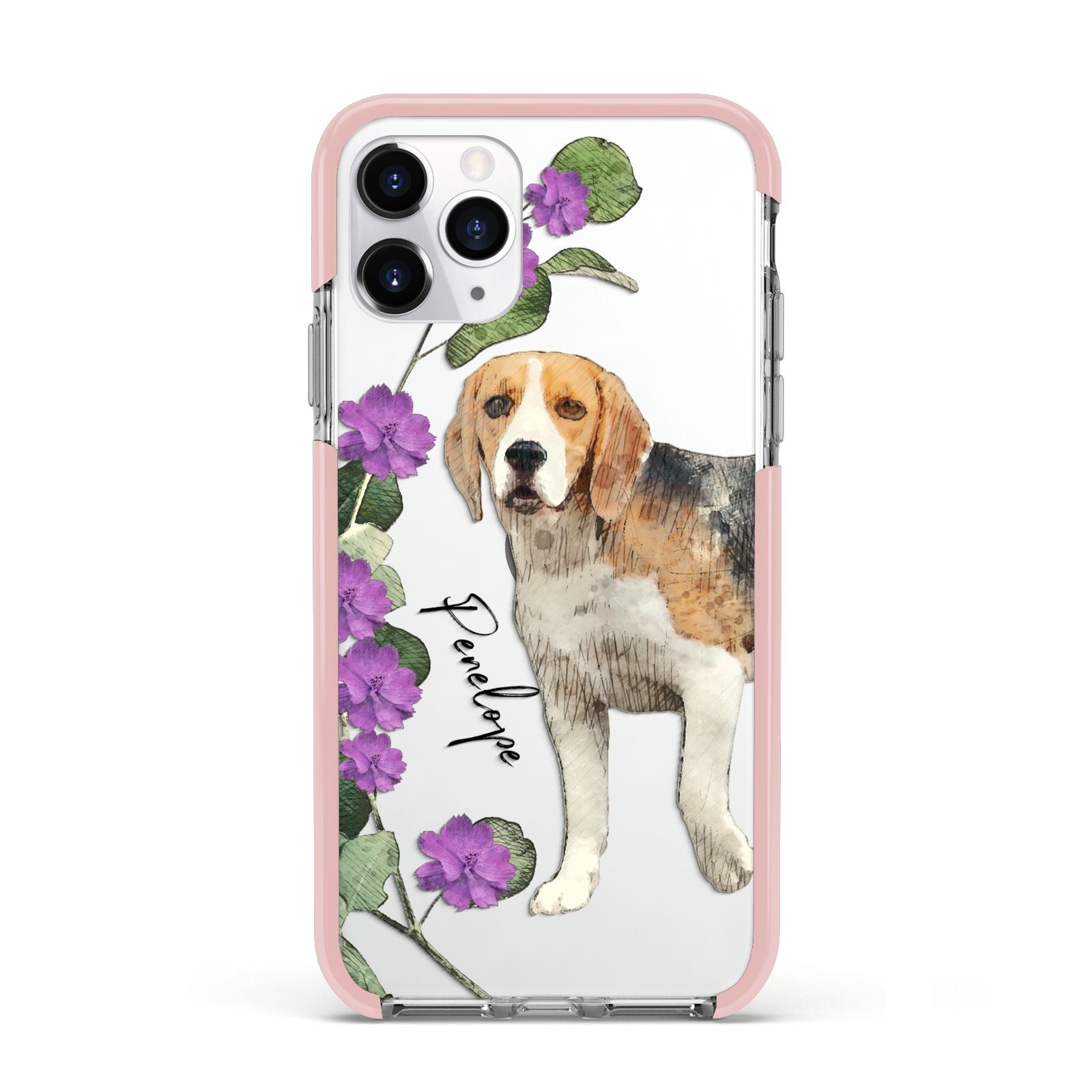 Personalised Dog Apple iPhone 11 Pro in Silver with Pink Impact Case