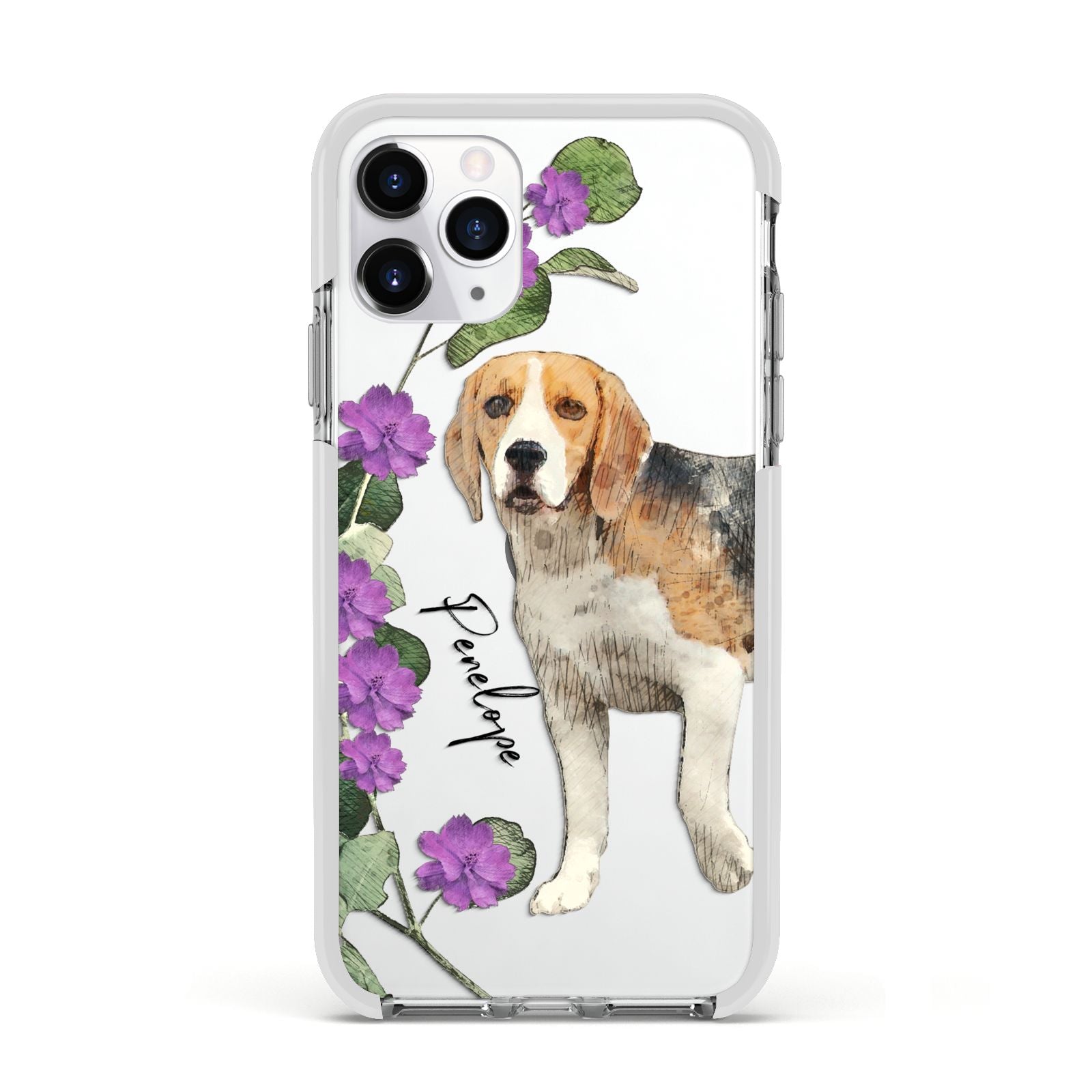 Personalised Dog Apple iPhone 11 Pro in Silver with White Impact Case