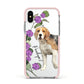 Personalised Dog Apple iPhone Xs Impact Case Pink Edge on Silver Phone