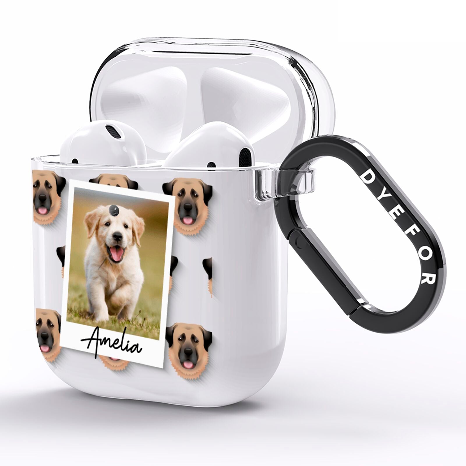 Personalised Dog Photo AirPods Clear Case Side Image