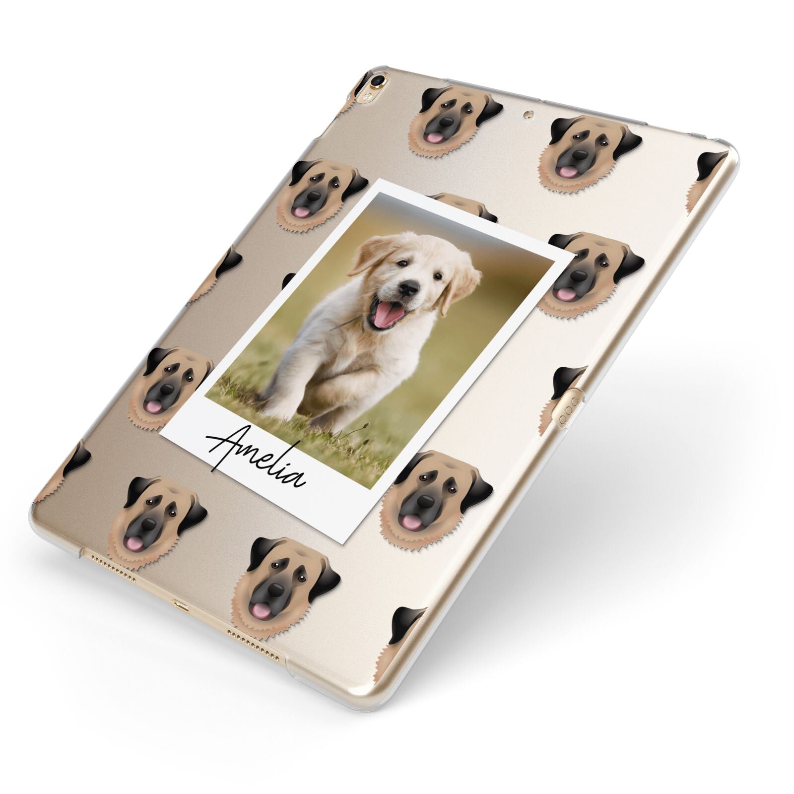 Personalised Dog Photo Apple iPad Case on Gold iPad Side View