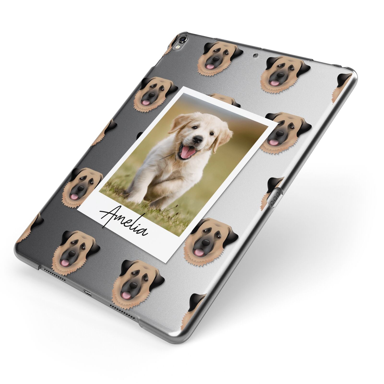 Personalised Dog Photo Apple iPad Case on Grey iPad Side View