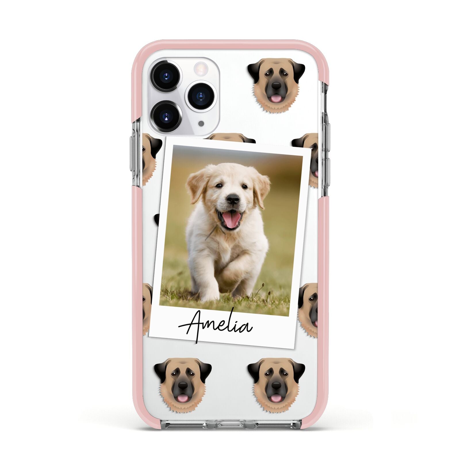 Personalised Dog Photo Apple iPhone 11 Pro in Silver with Pink Impact Case