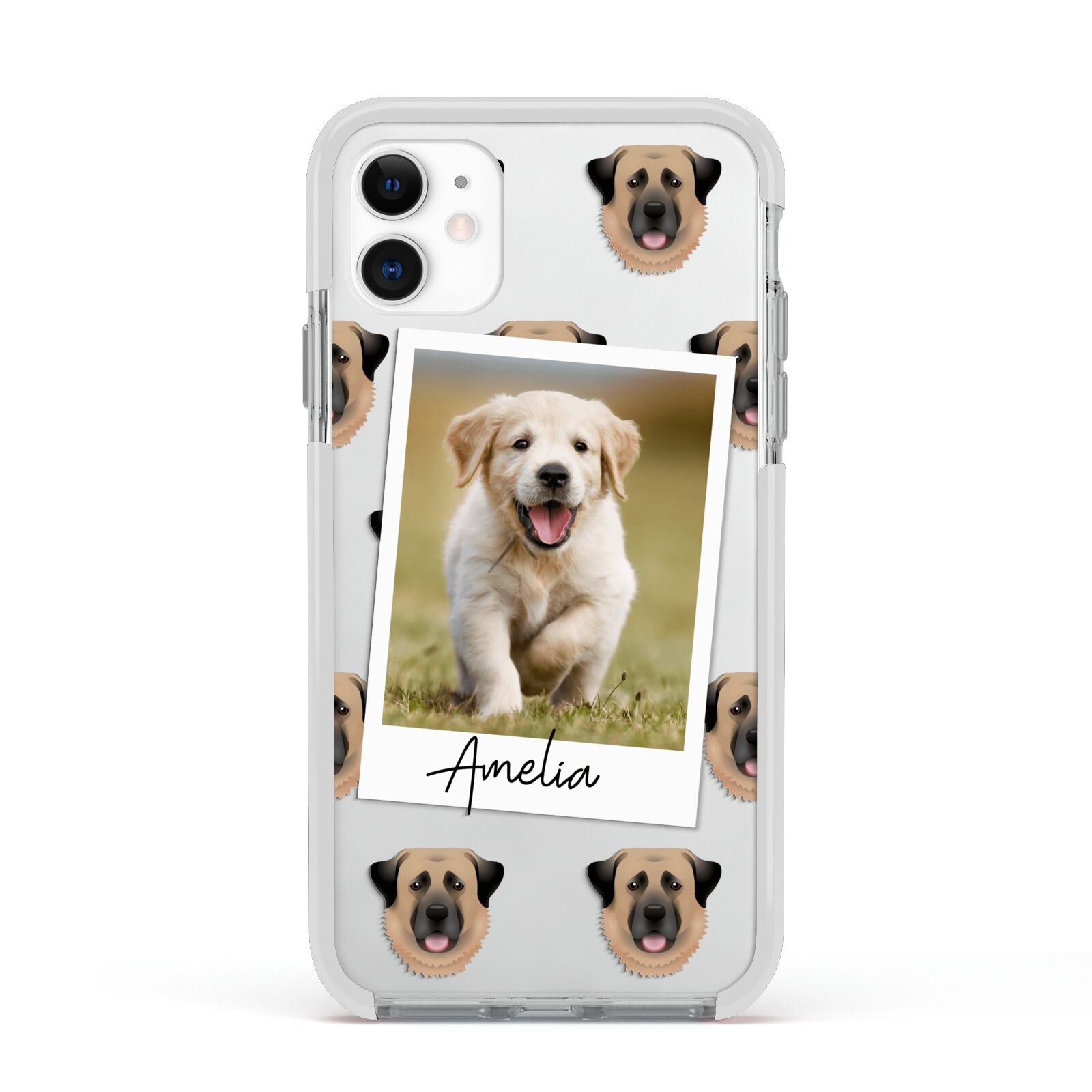 Personalised Dog Photo Apple iPhone 11 in White with White Impact Case