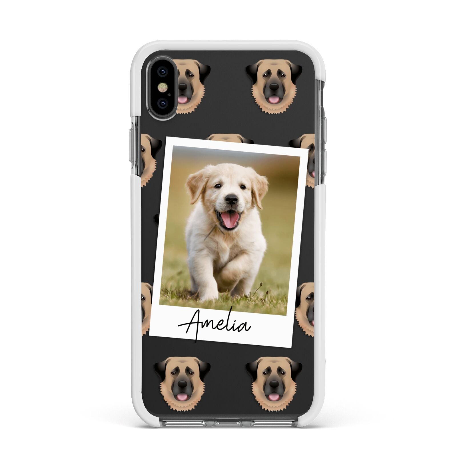 Personalised Dog Photo Apple iPhone Xs Max Impact Case White Edge on Black Phone