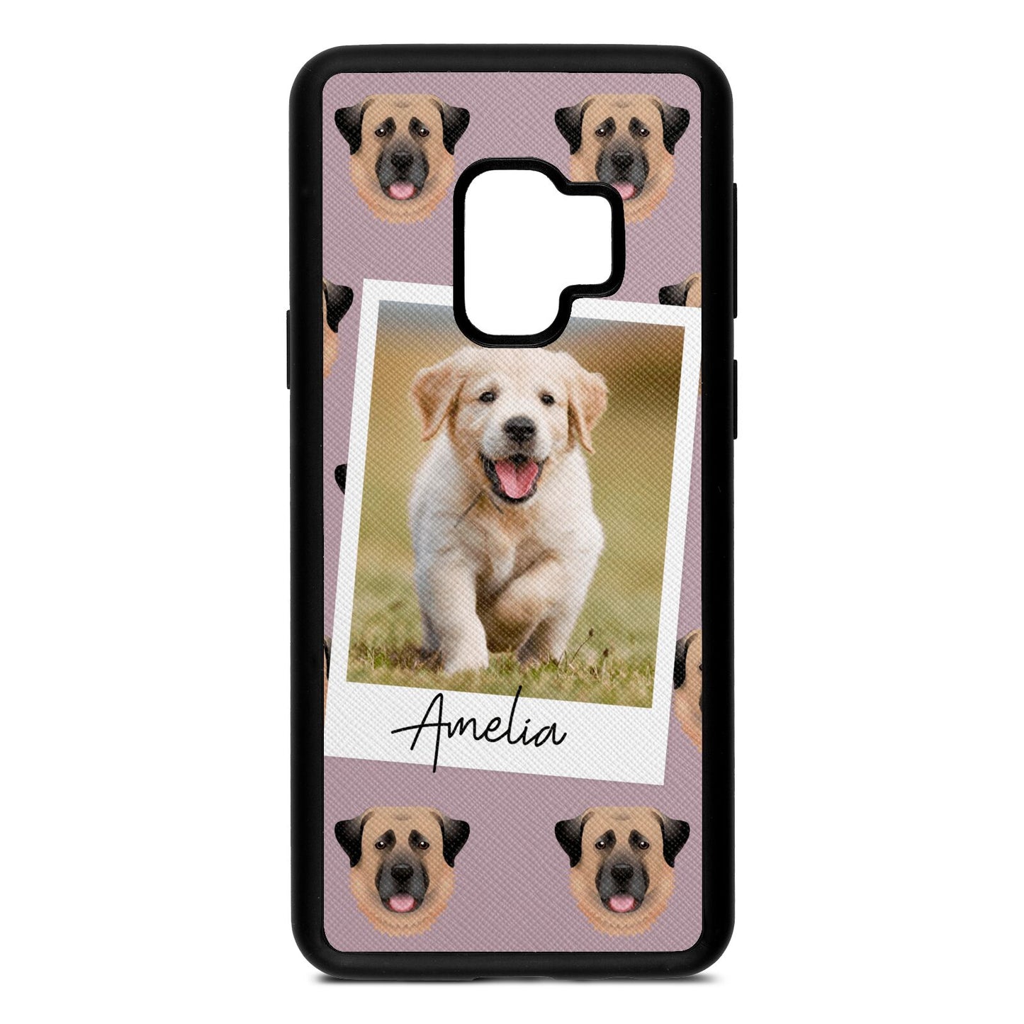Personalised Dog Photo Lotus Saffiano Leather Samsung S9 Case