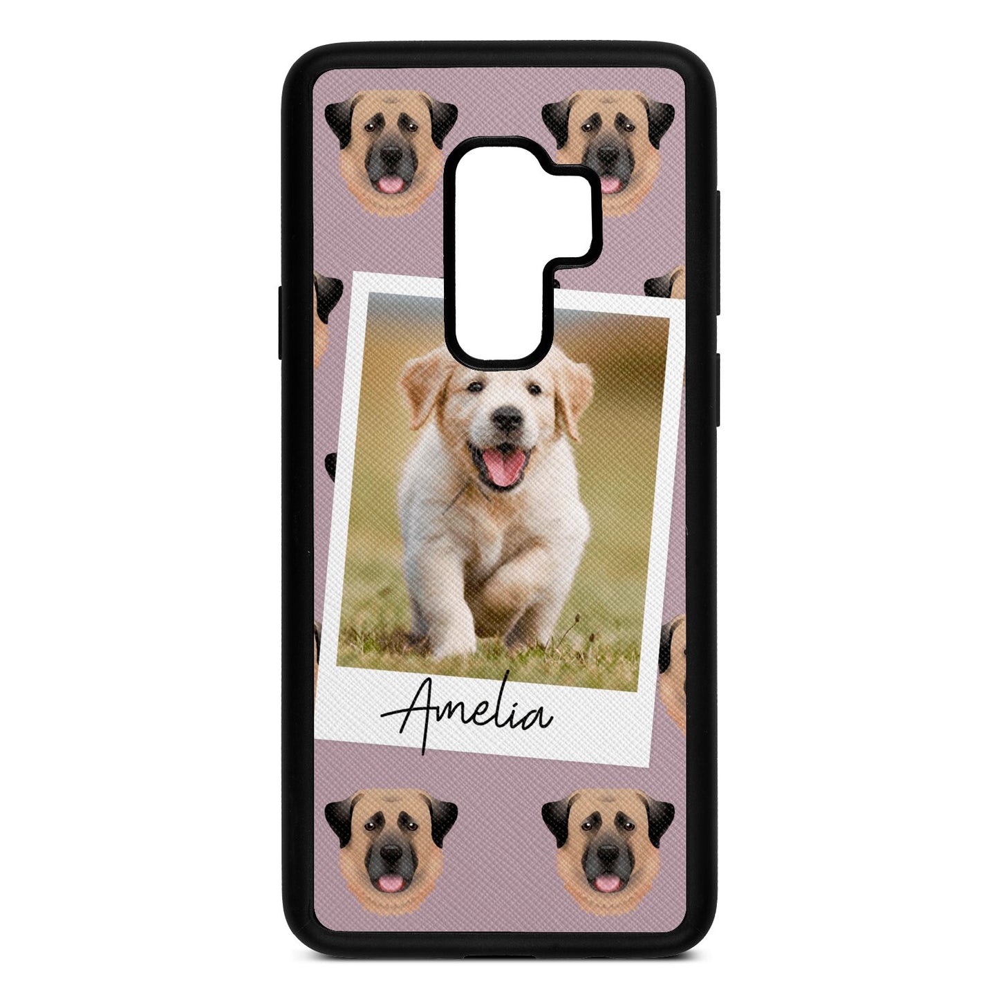 Personalised Dog Photo Lotus Saffiano Leather Samsung S9 Plus Case