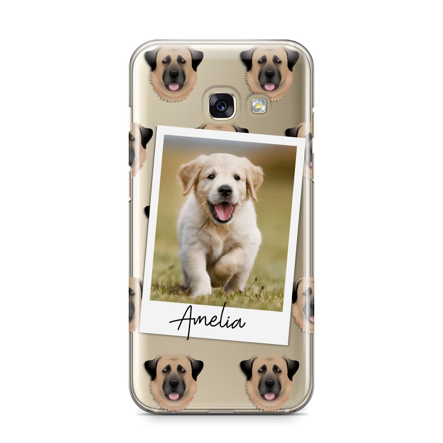 Personalised Dog Photo Samsung Galaxy A3 2017 Case on gold phone