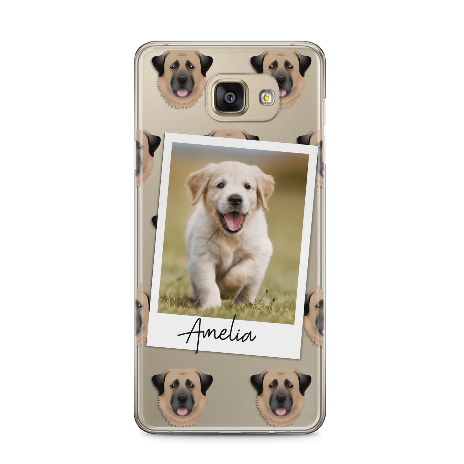 Personalised Dog Photo Samsung Galaxy A5 2016 Case on gold phone