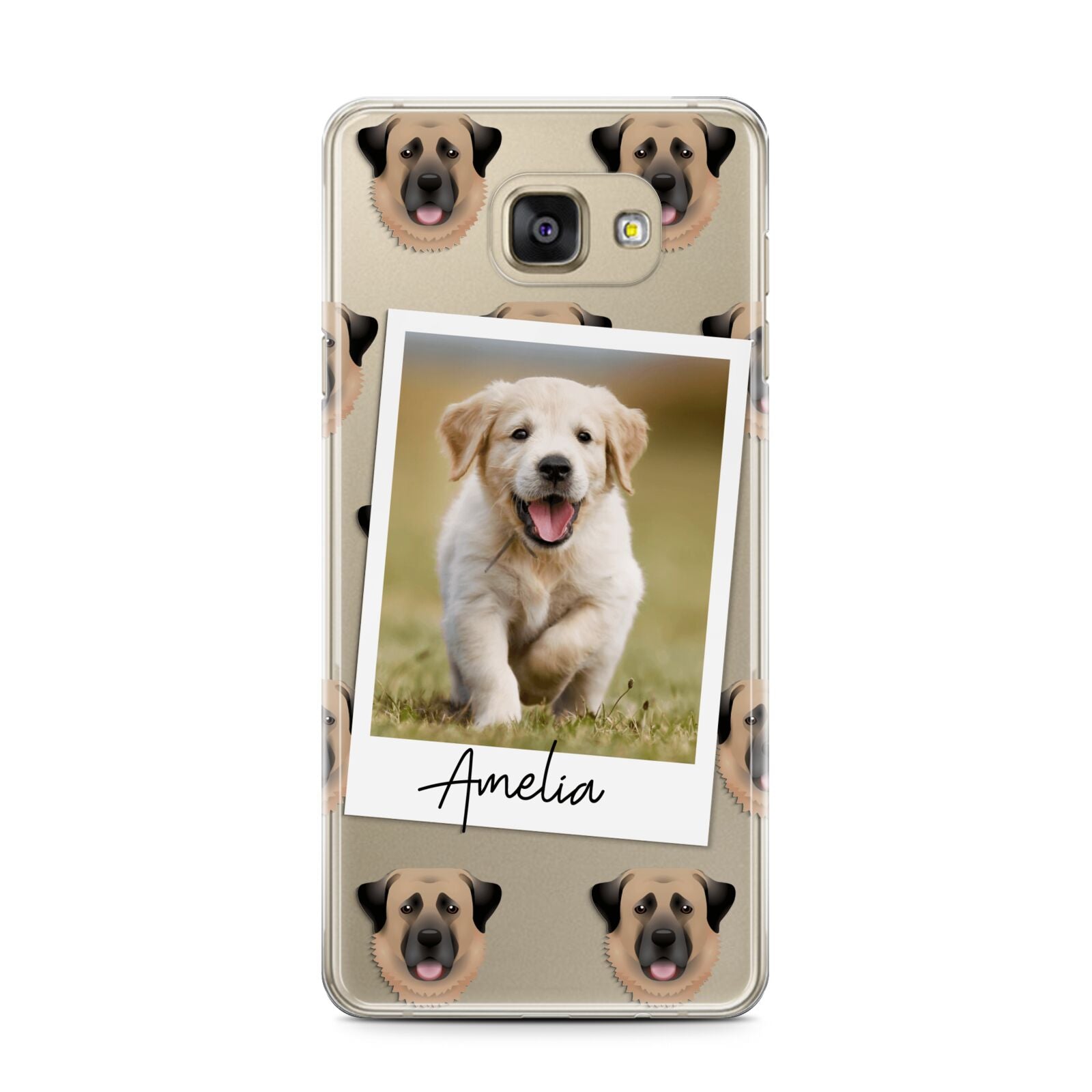 Personalised Dog Photo Samsung Galaxy A7 2016 Case on gold phone