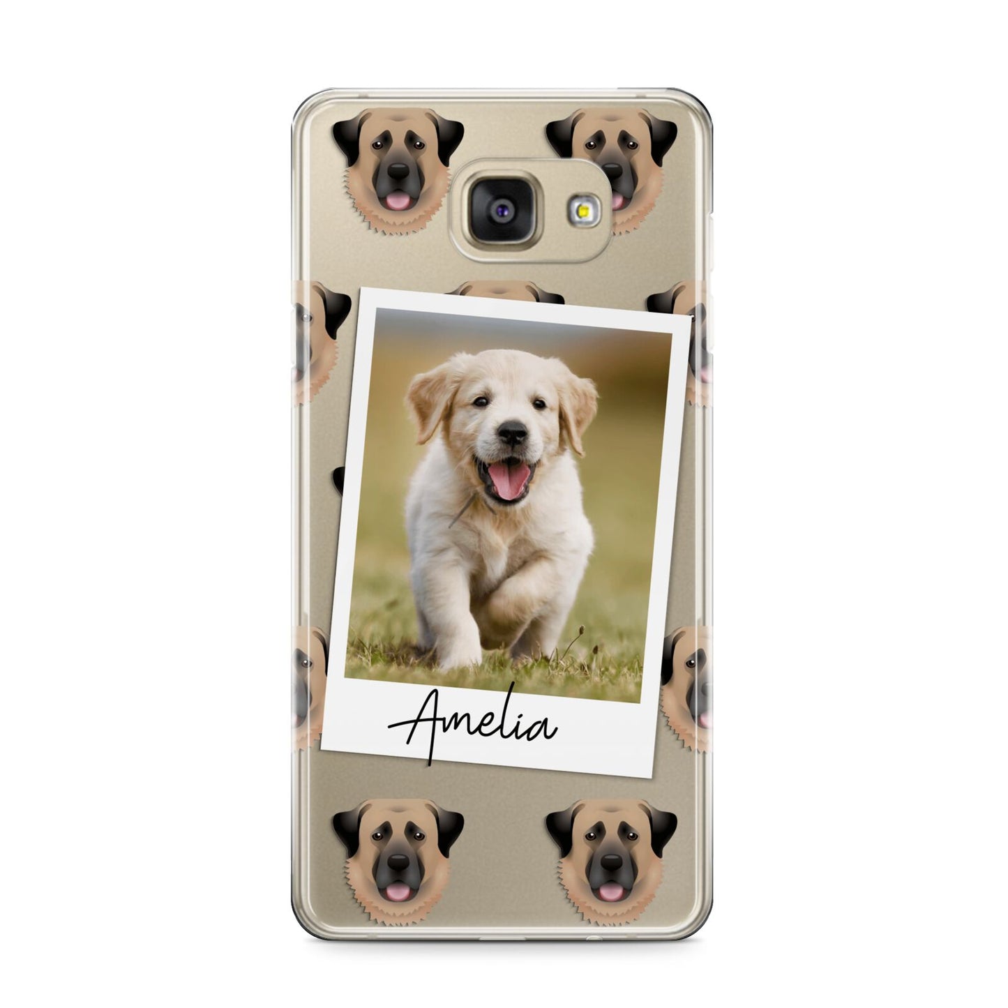 Personalised Dog Photo Samsung Galaxy A9 2016 Case on gold phone