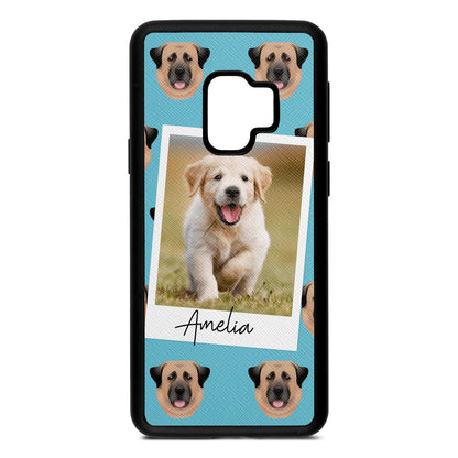 Personalised Dog Photo Sky Saffiano Leather Samsung S9 Case