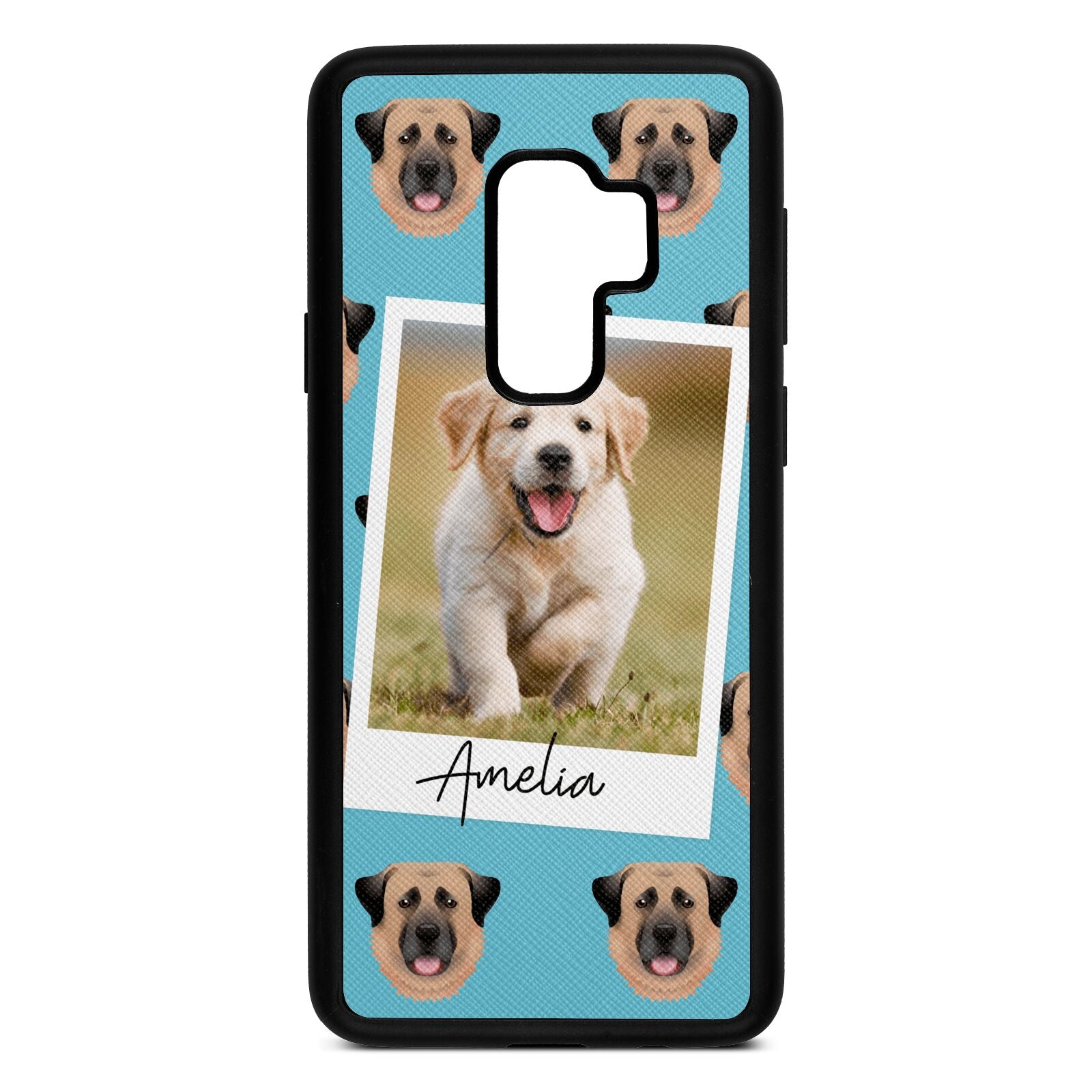 Personalised Dog Photo Sky Saffiano Leather Samsung S9 Plus Case