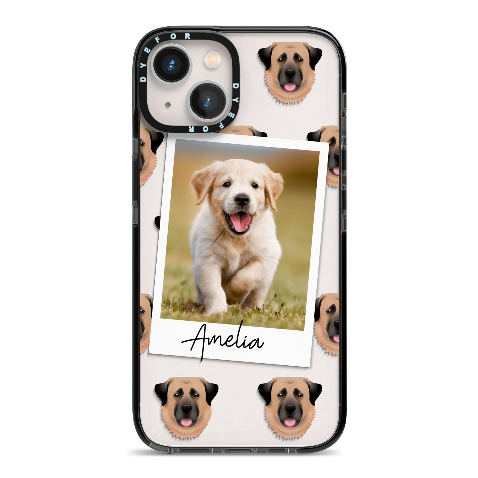 Personalised Dog Photo iPhone 13 Black Impact Case on Silver phone