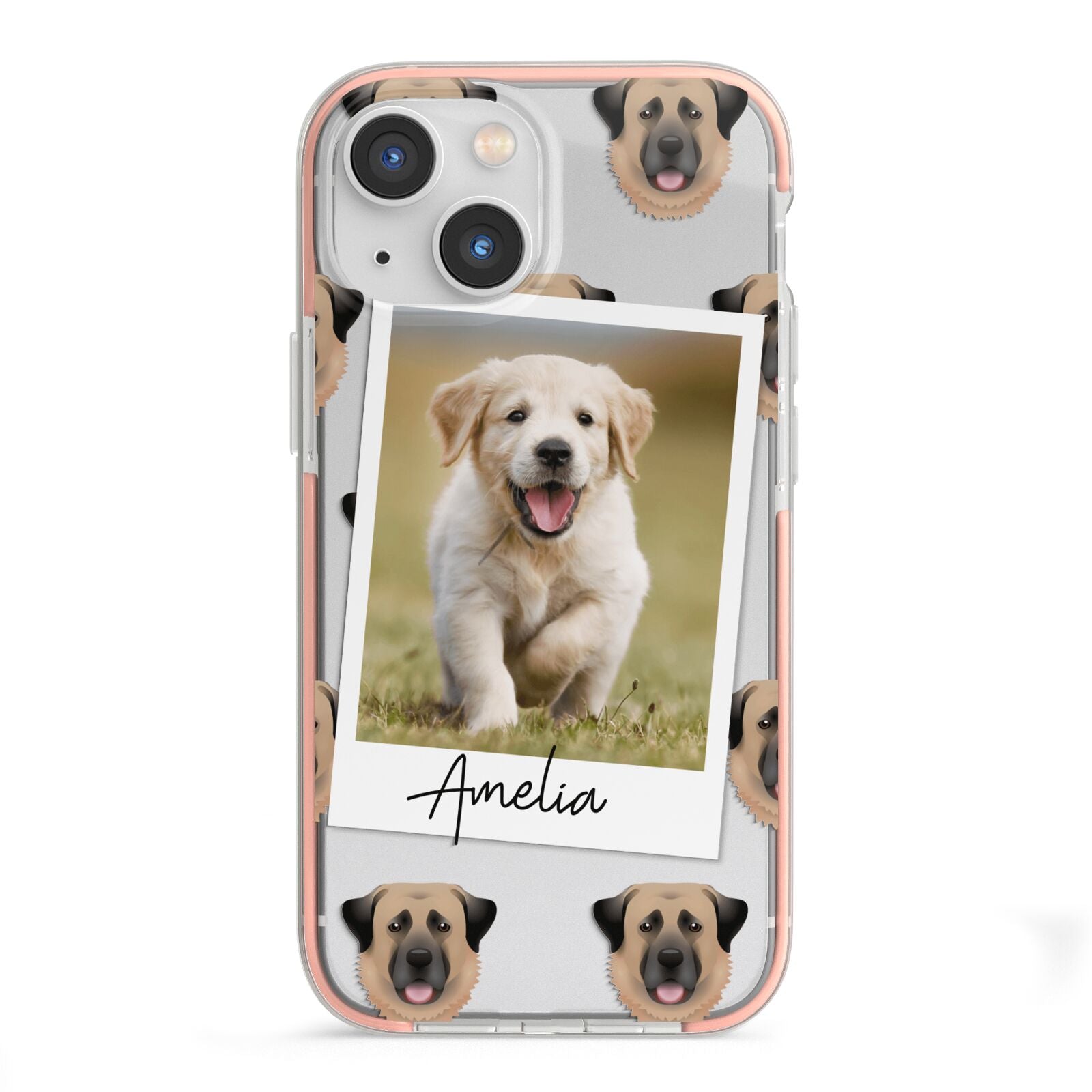 Personalised Dog Photo iPhone 13 Mini TPU Impact Case with Pink Edges