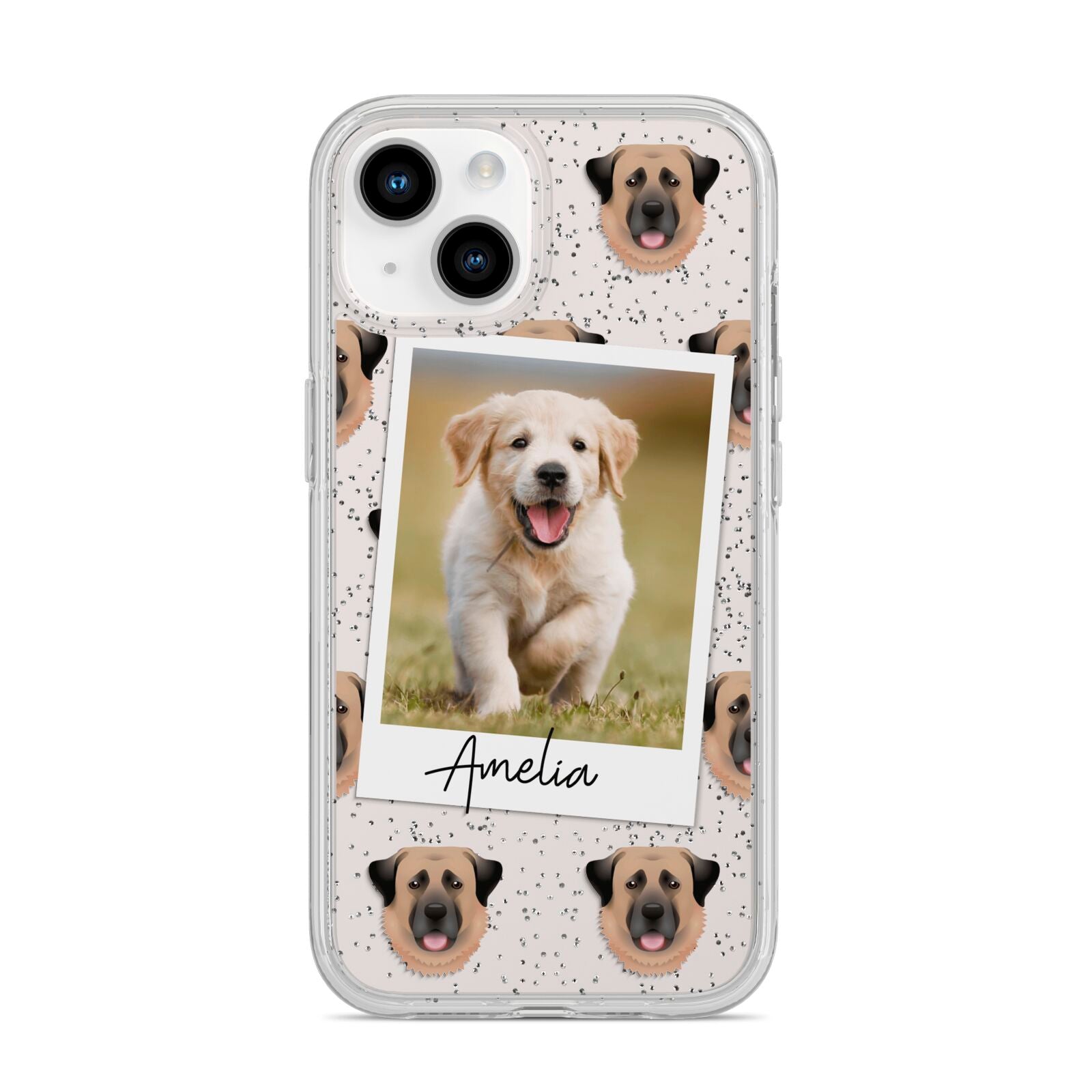 Personalised Dog Photo iPhone 14 Glitter Tough Case Starlight