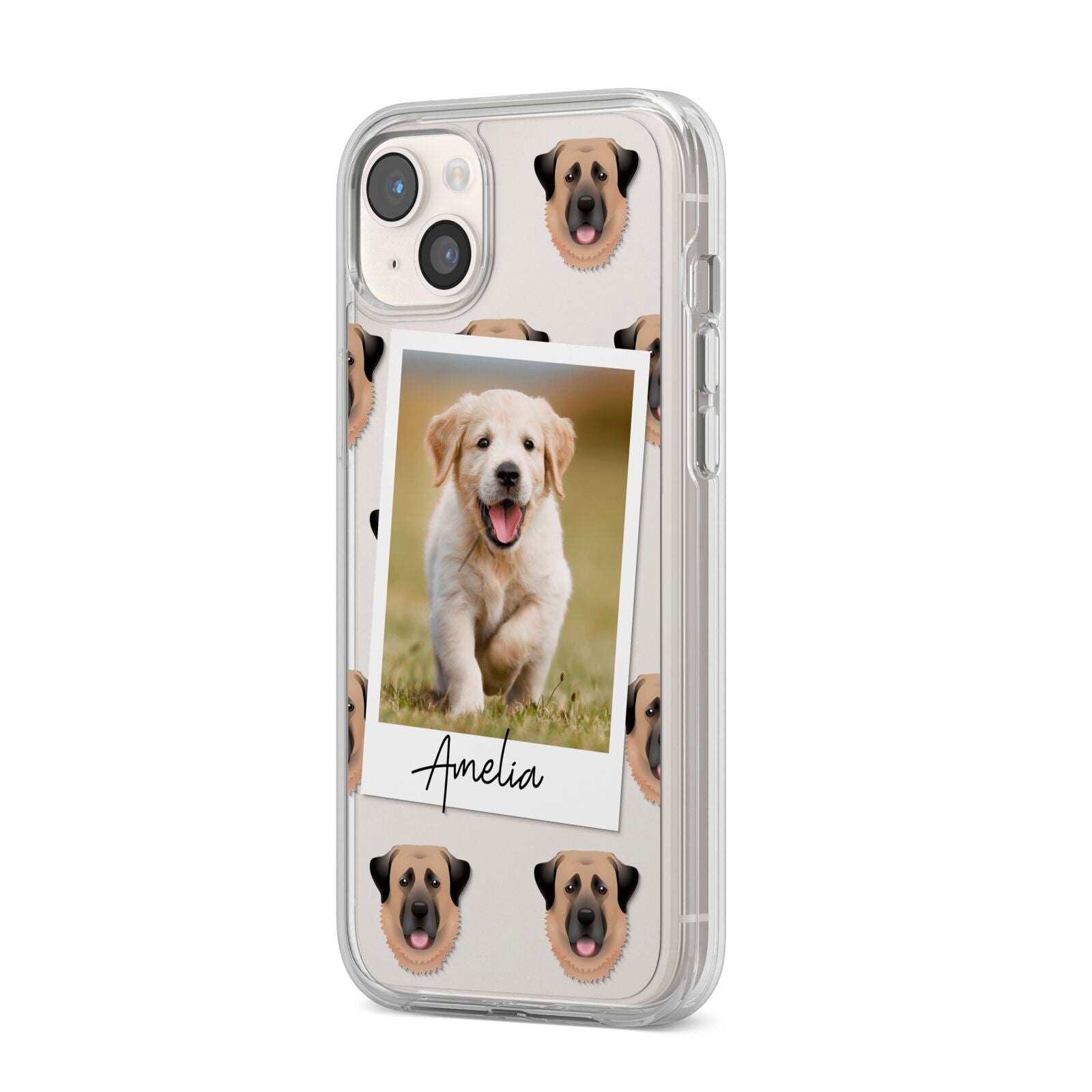 Personalised Dog Photo iPhone 14 Plus Clear Tough Case Starlight Angled Image