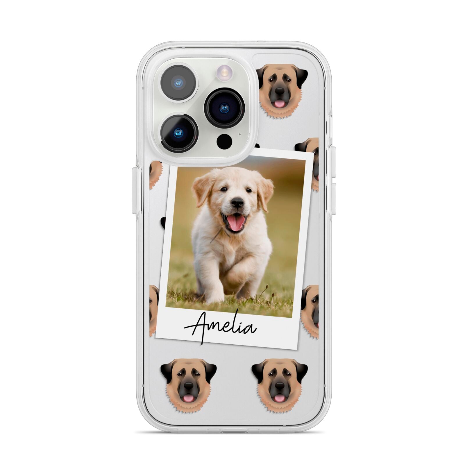 Personalised Dog Photo iPhone 14 Pro Clear Tough Case Silver