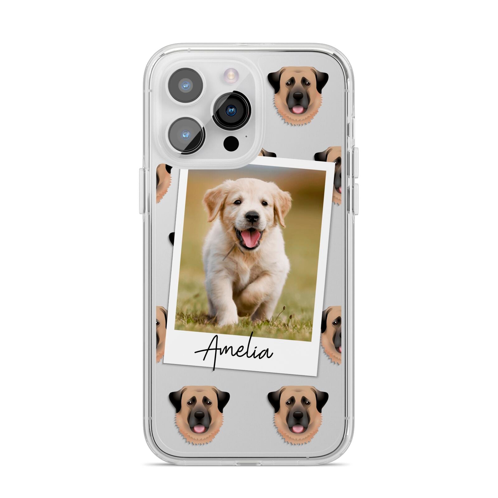 Personalised Dog Photo iPhone 14 Pro Max Clear Tough Case Silver