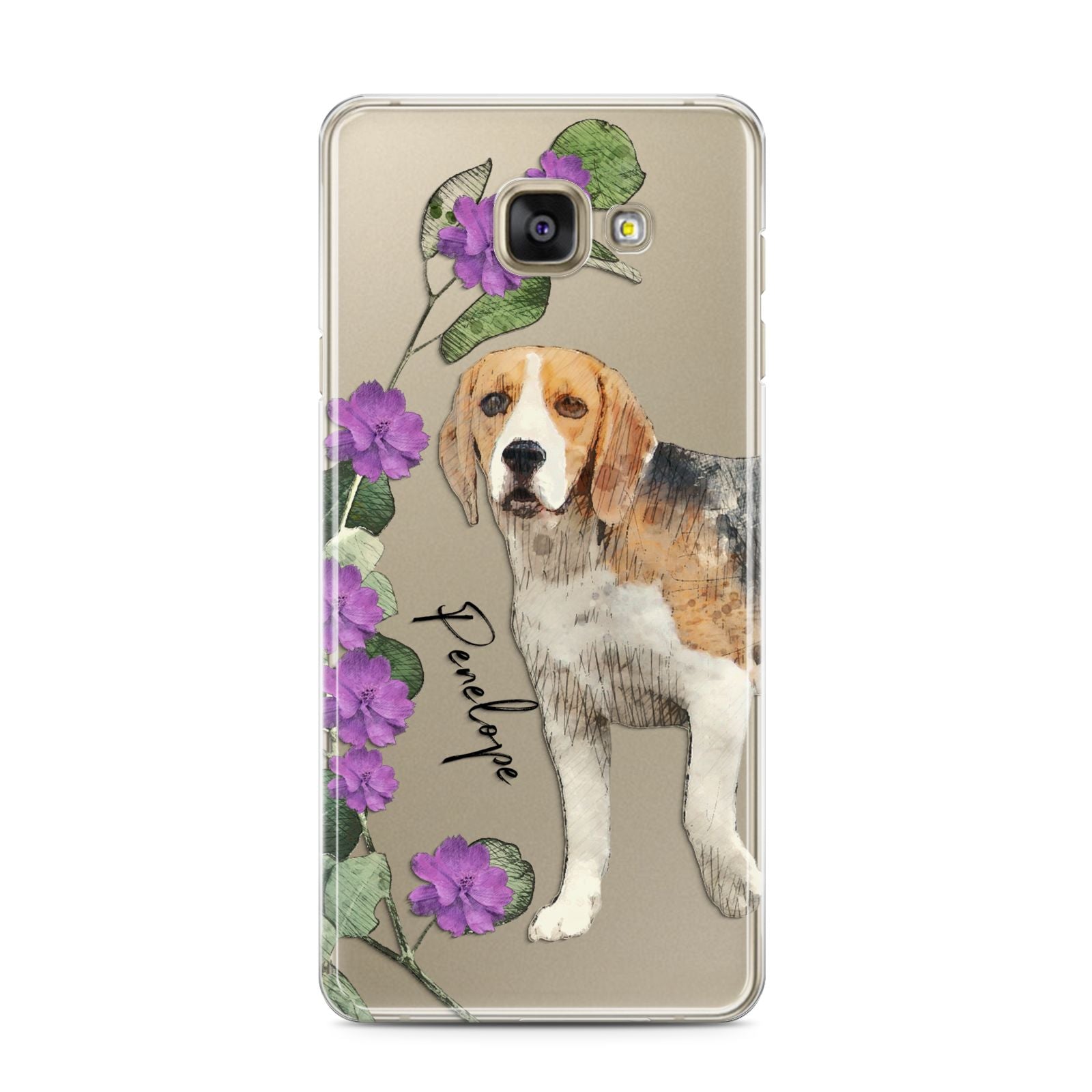 Personalised Dog Samsung Galaxy A3 2016 Case on gold phone