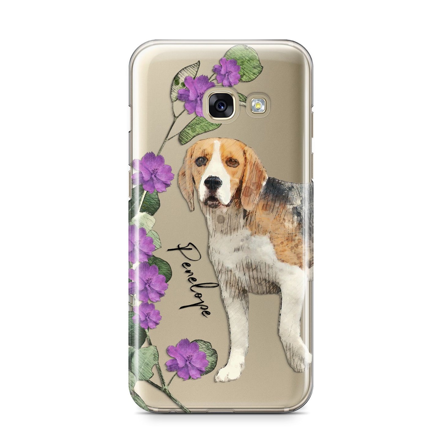 Personalised Dog Samsung Galaxy A3 2017 Case on gold phone