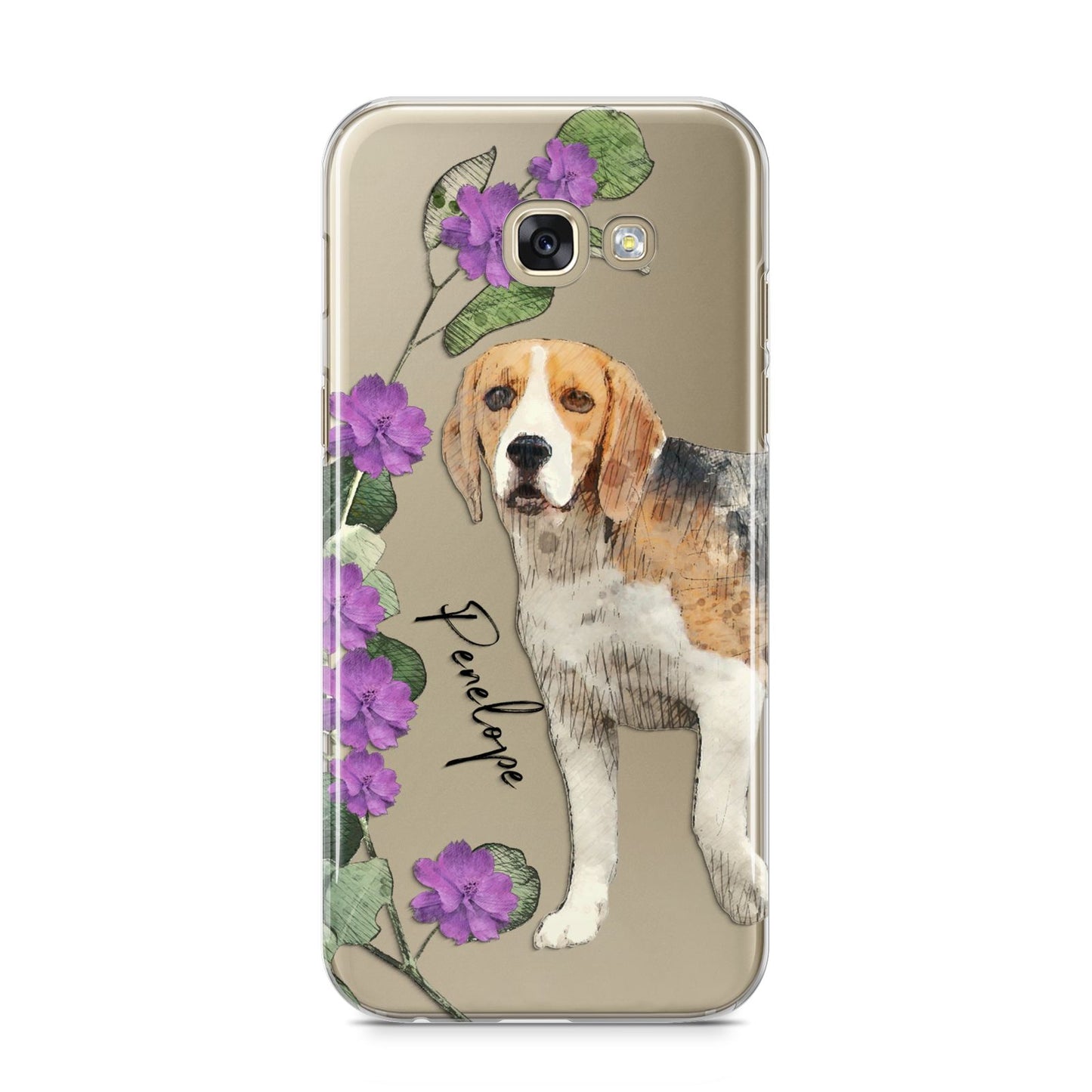 Personalised Dog Samsung Galaxy A5 2017 Case on gold phone