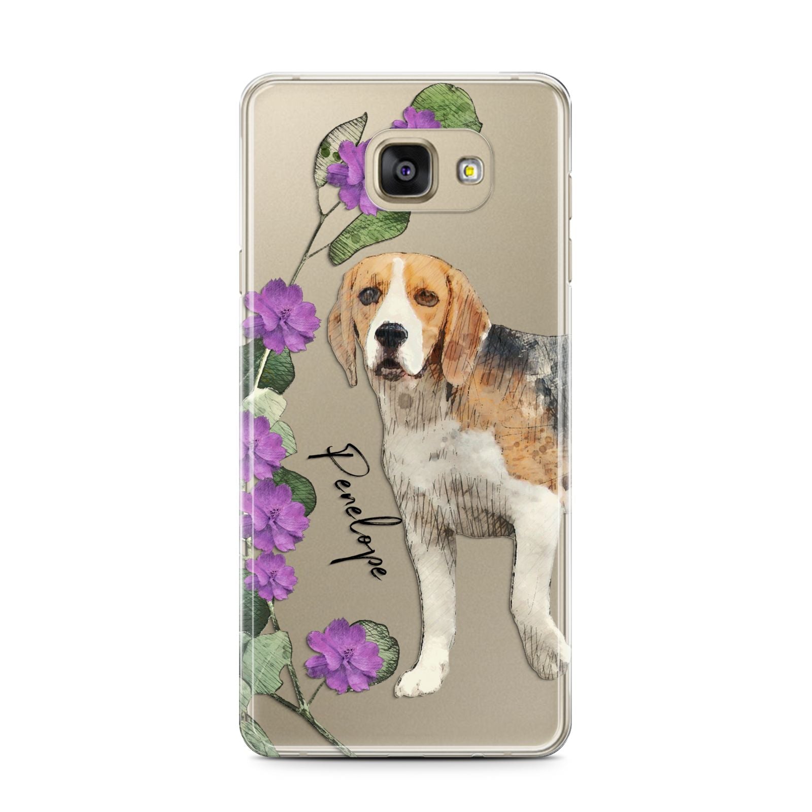 Personalised Dog Samsung Galaxy A7 2016 Case on gold phone