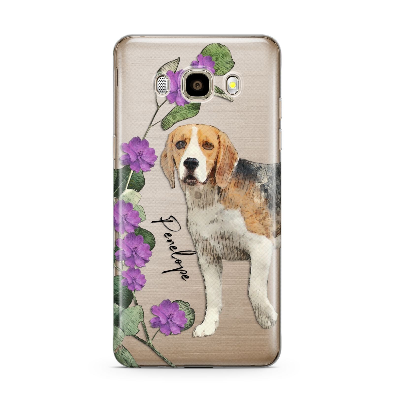Personalised Dog Samsung Galaxy J7 2016 Case on gold phone