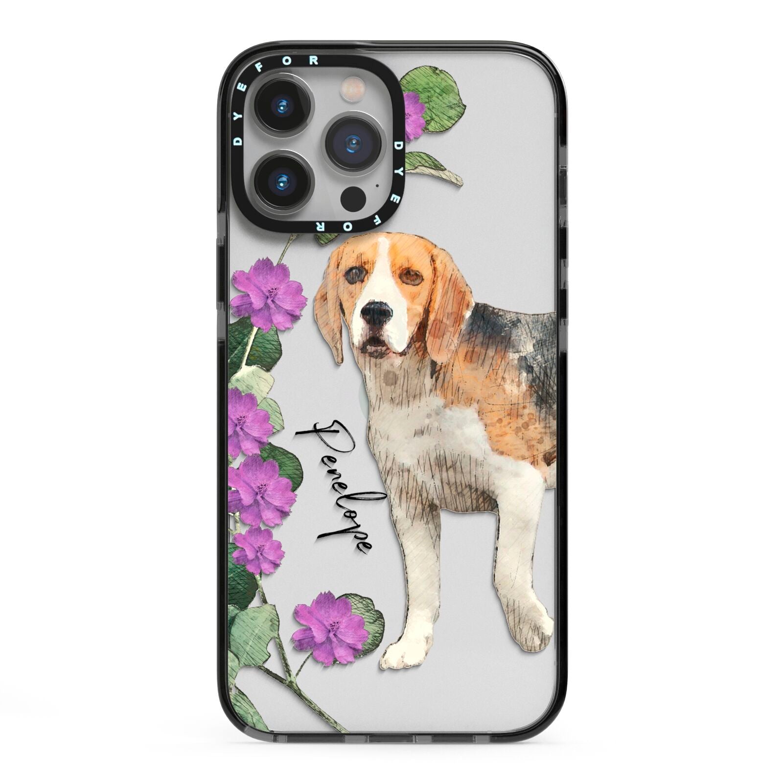 Personalised Dog iPhone 13 Pro Max Black Impact Case on Silver phone