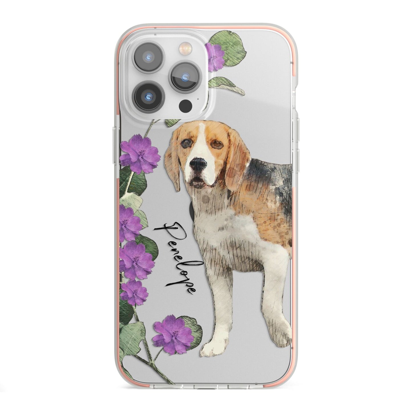 Personalised Dog iPhone 13 Pro Max TPU Impact Case with Pink Edges