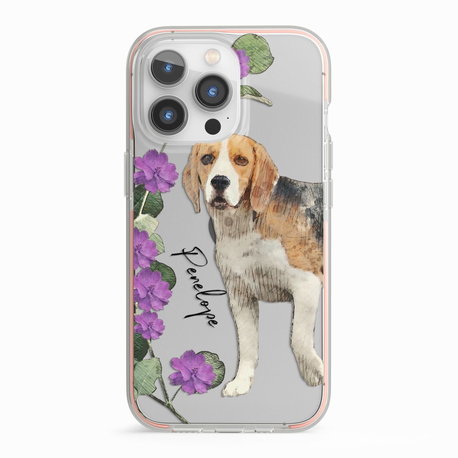 Personalised Dog iPhone 13 Pro TPU Impact Case with Pink Edges
