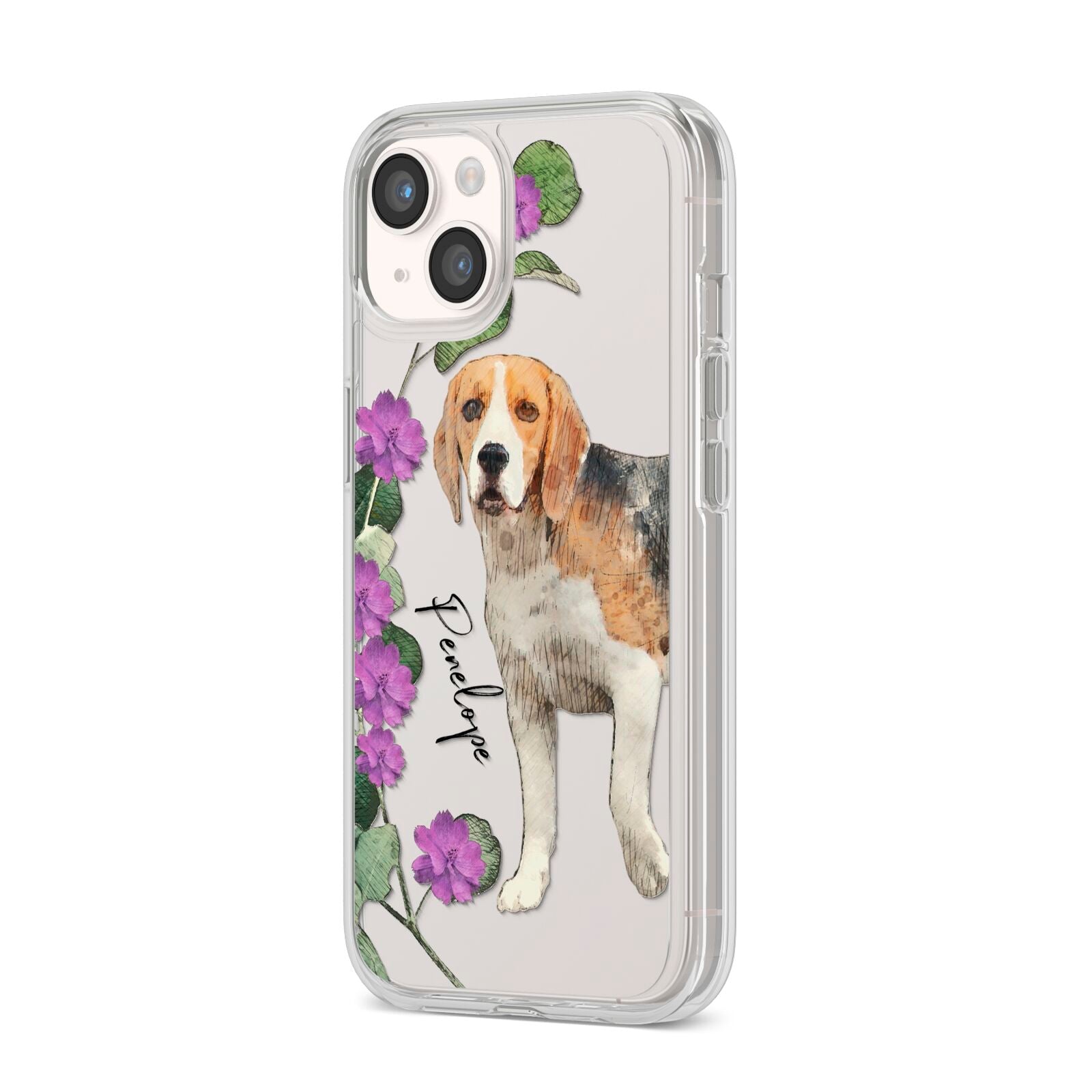 Personalised Dog iPhone 14 Clear Tough Case Starlight Angled Image