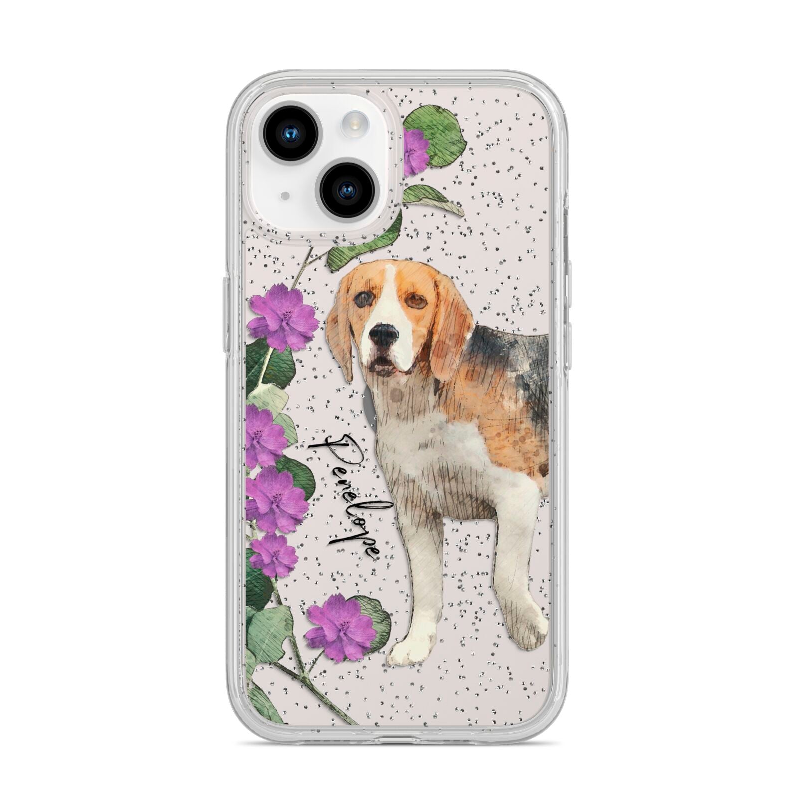 Personalised Dog iPhone 14 Glitter Tough Case Starlight