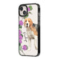 Personalised Dog iPhone 14 Plus Black Impact Case Side Angle on Silver phone