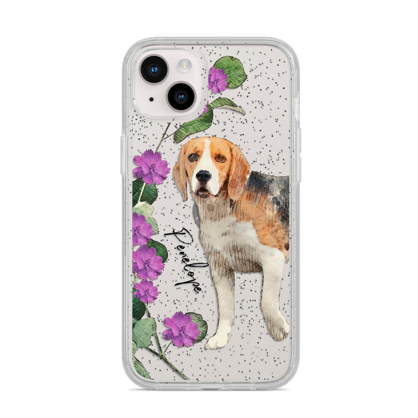 Personalised Dog iPhone 14 Plus Glitter Tough Case Starlight