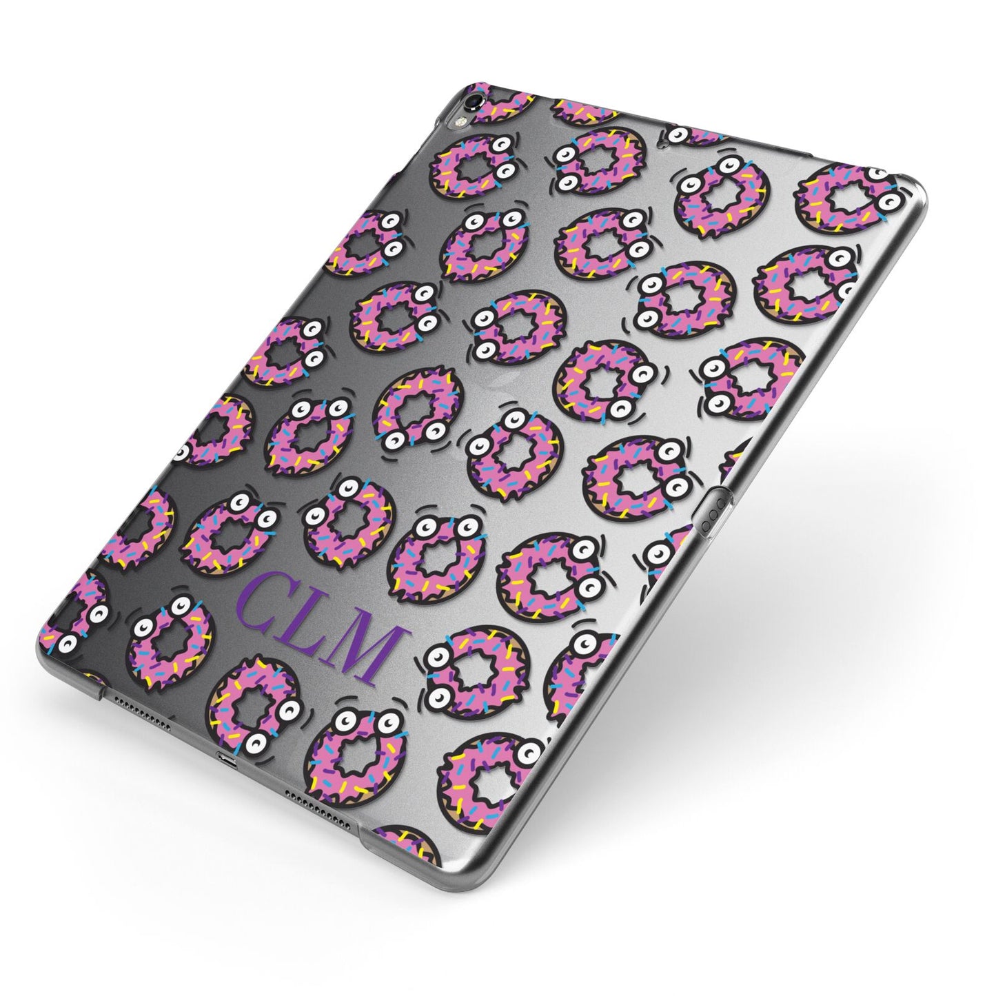 Personalised Donut Initials Apple iPad Case on Grey iPad Side View