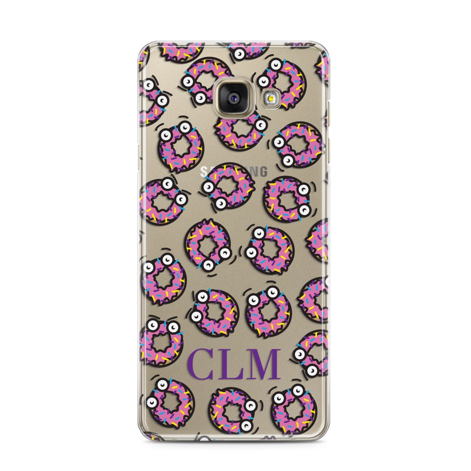 Personalised Donut Initials Samsung Galaxy A3 2016 Case on gold phone