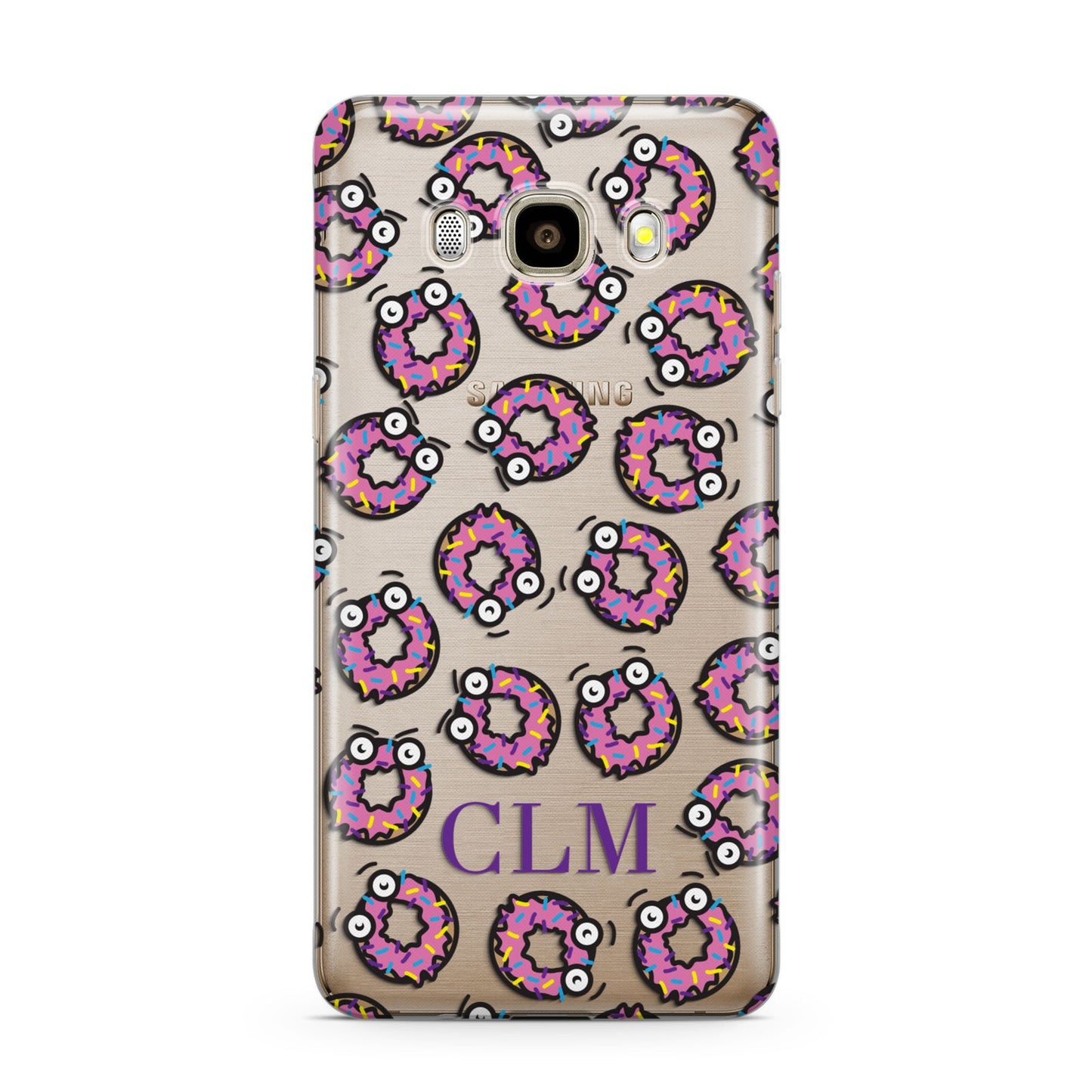Personalised Donut Initials Samsung Galaxy J7 2016 Case on gold phone