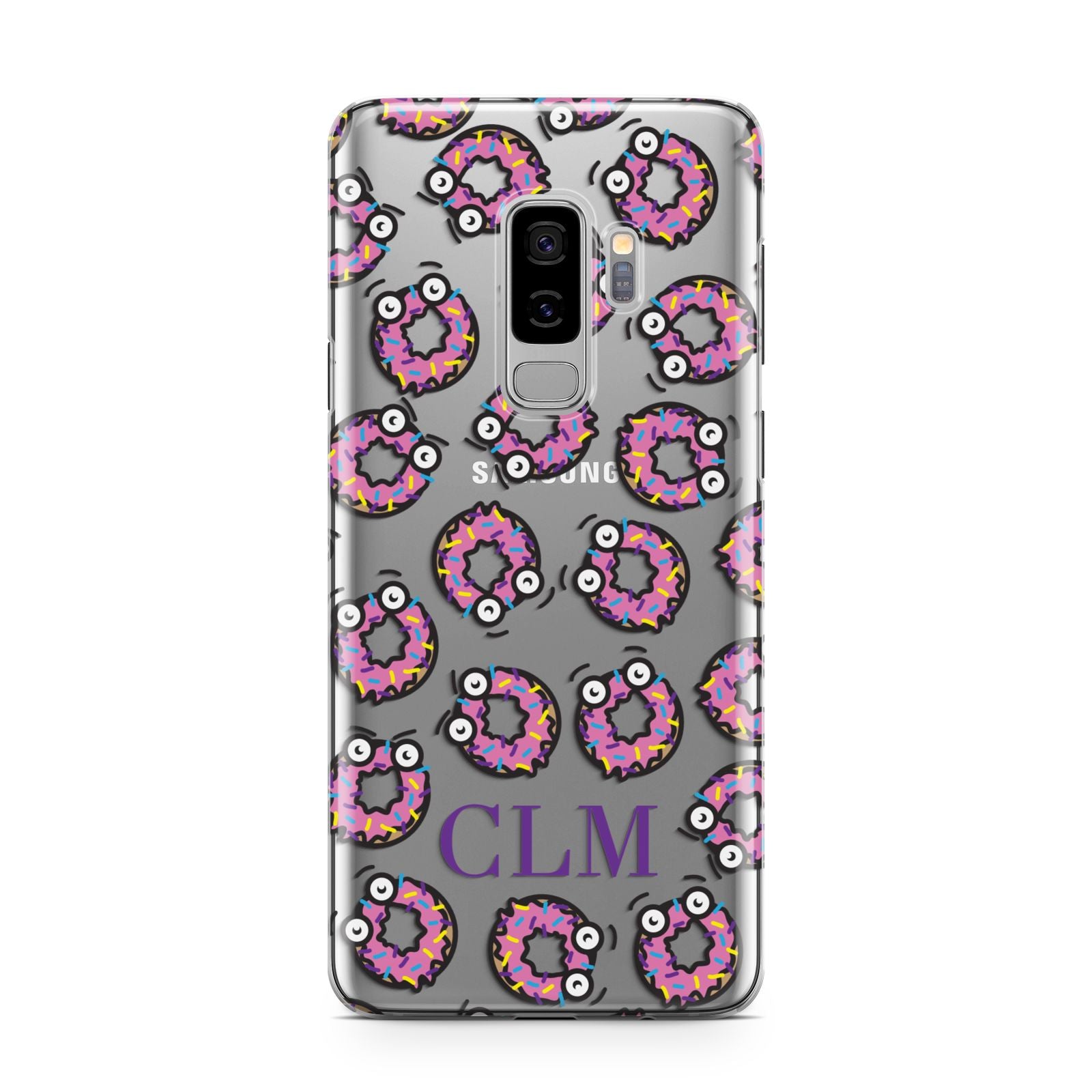 Personalised Donut Initials Samsung Galaxy S9 Plus Case on Silver phone