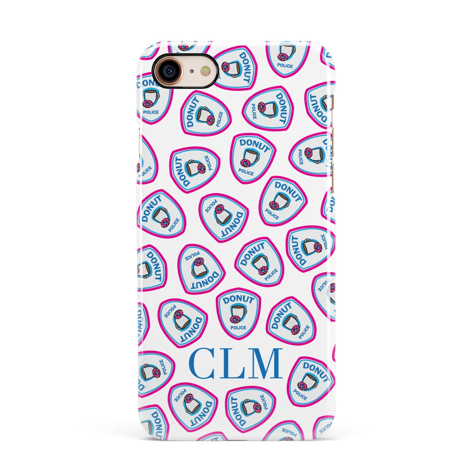 Personalised Donut Police Initials Apple iPhone 7 8 3D Snap Case