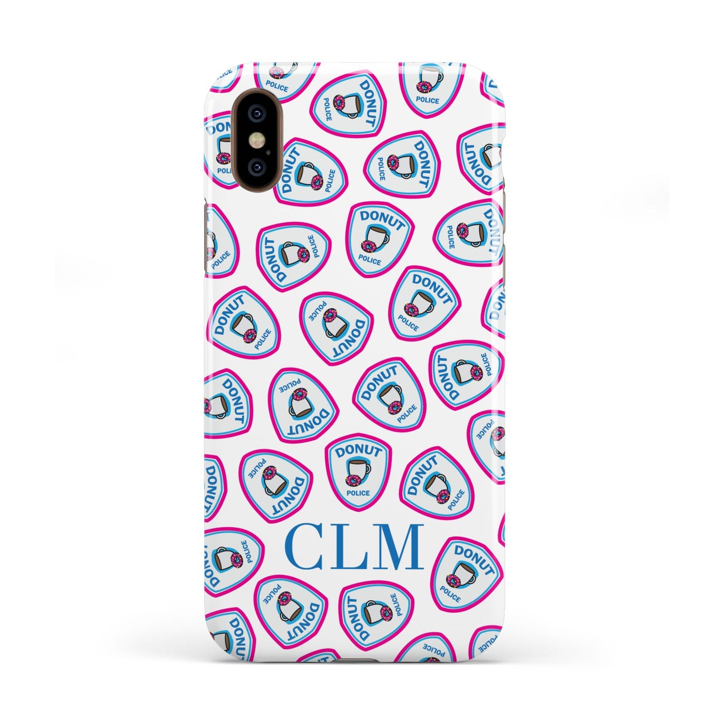 Personalised Donut Police Initials Apple iPhone XS 3D Tough
