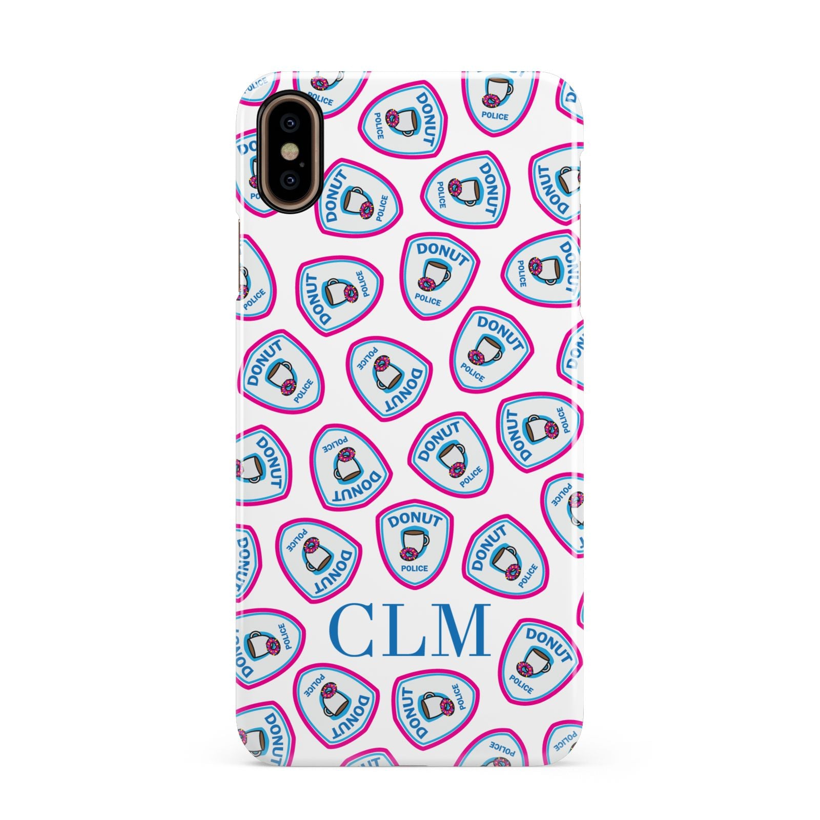 Personalised Donut Police Initials Apple iPhone Xs Max 3D Snap Case