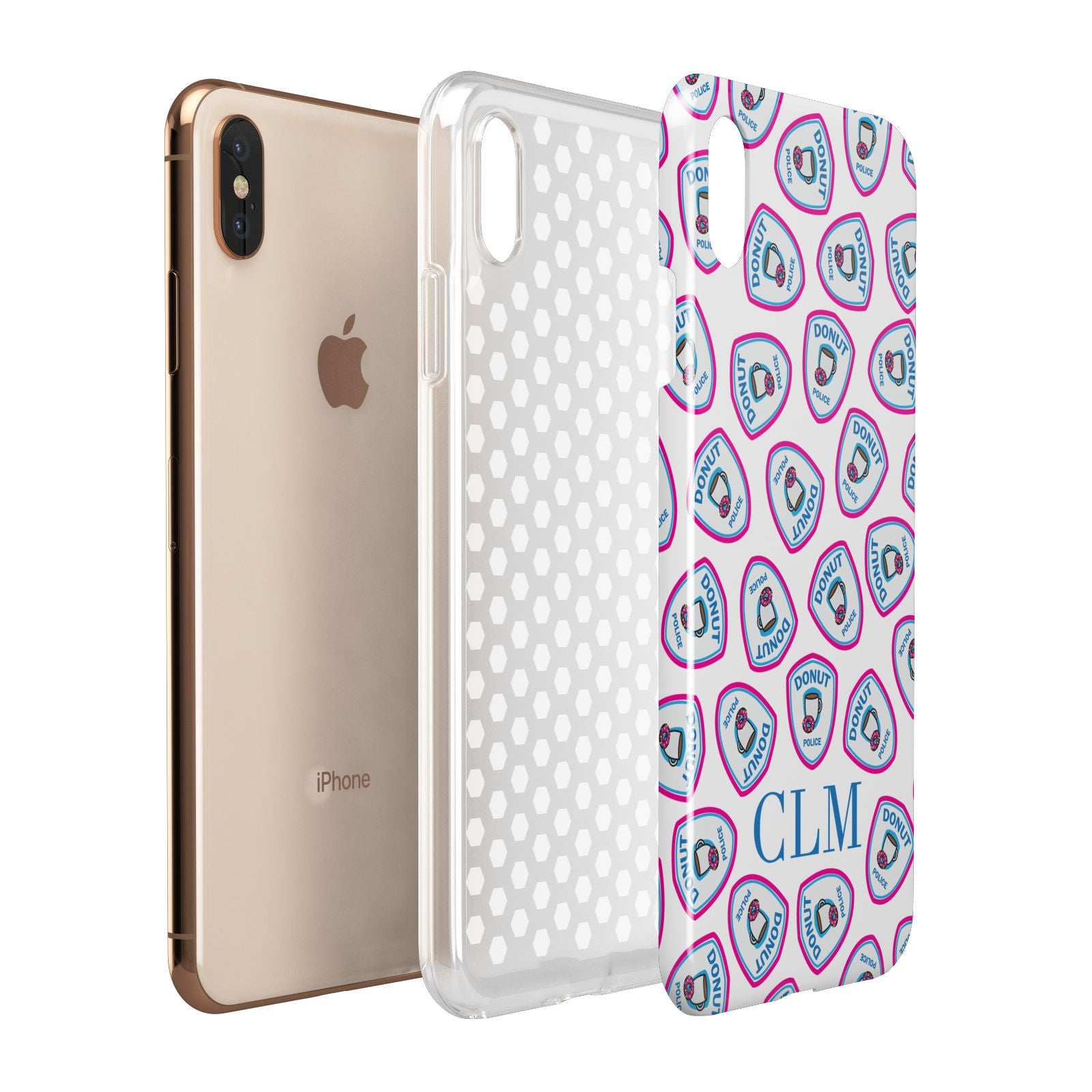 Personalised Donut Police Initials Apple iPhone Xs Max 3D Tough Case Expanded View