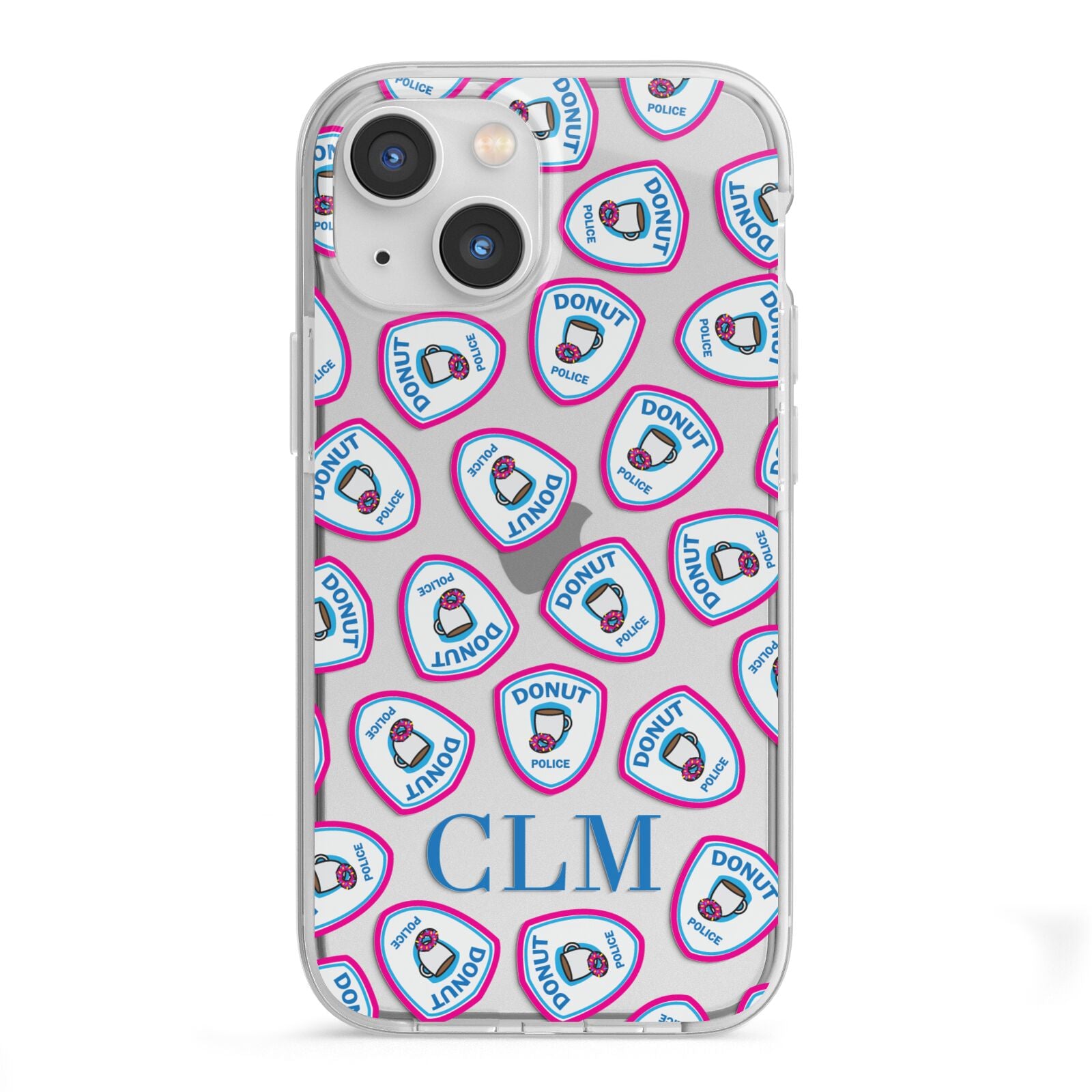 Personalised Donut Police Initials iPhone 13 Mini TPU Impact Case with White Edges