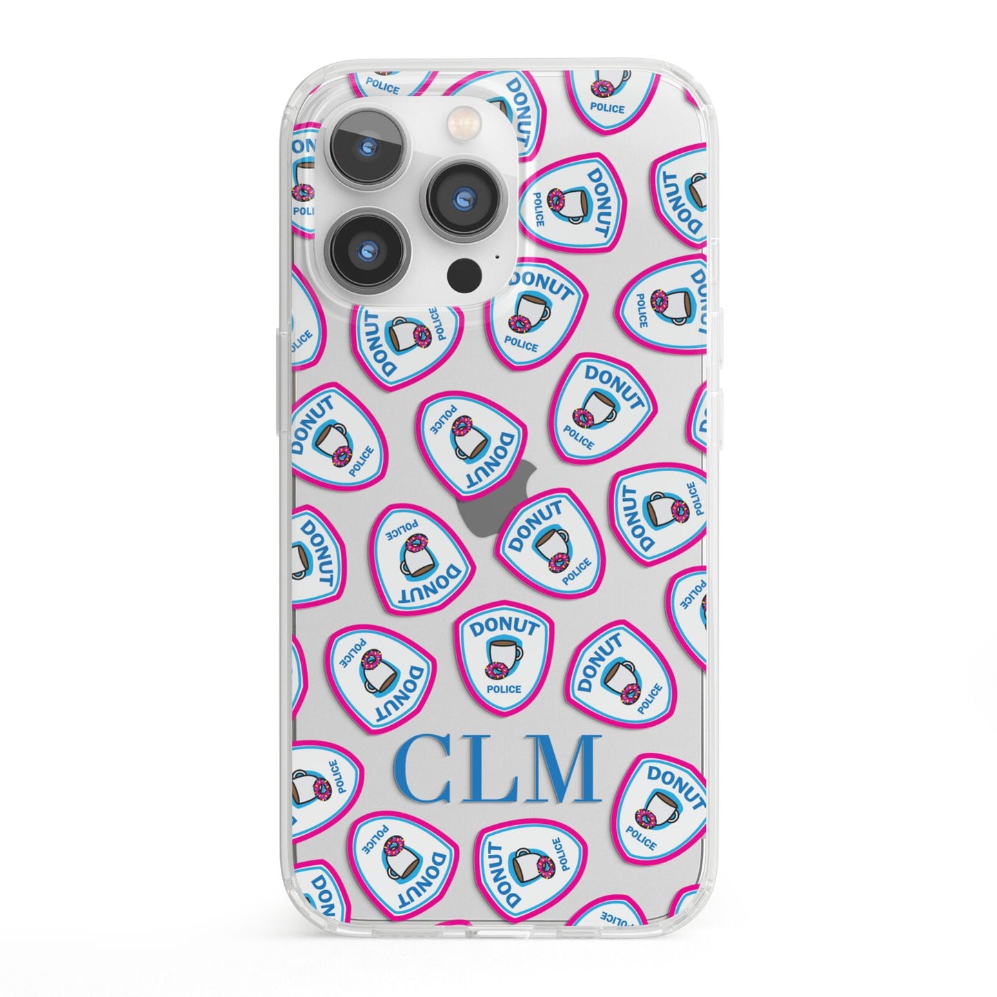 Personalised Donut Police Initials iPhone 13 Pro Clear Bumper Case