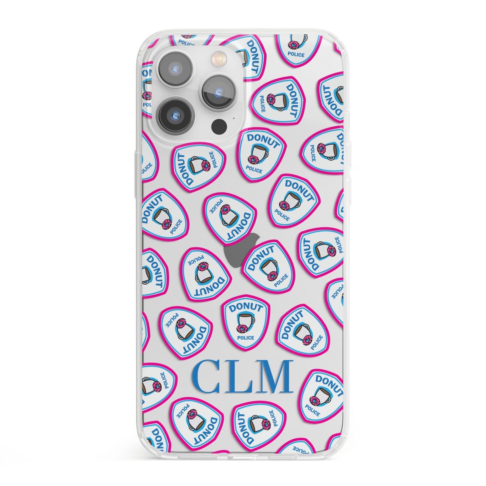 Personalised Donut Police Initials iPhone 13 Pro Max Clear Bumper Case