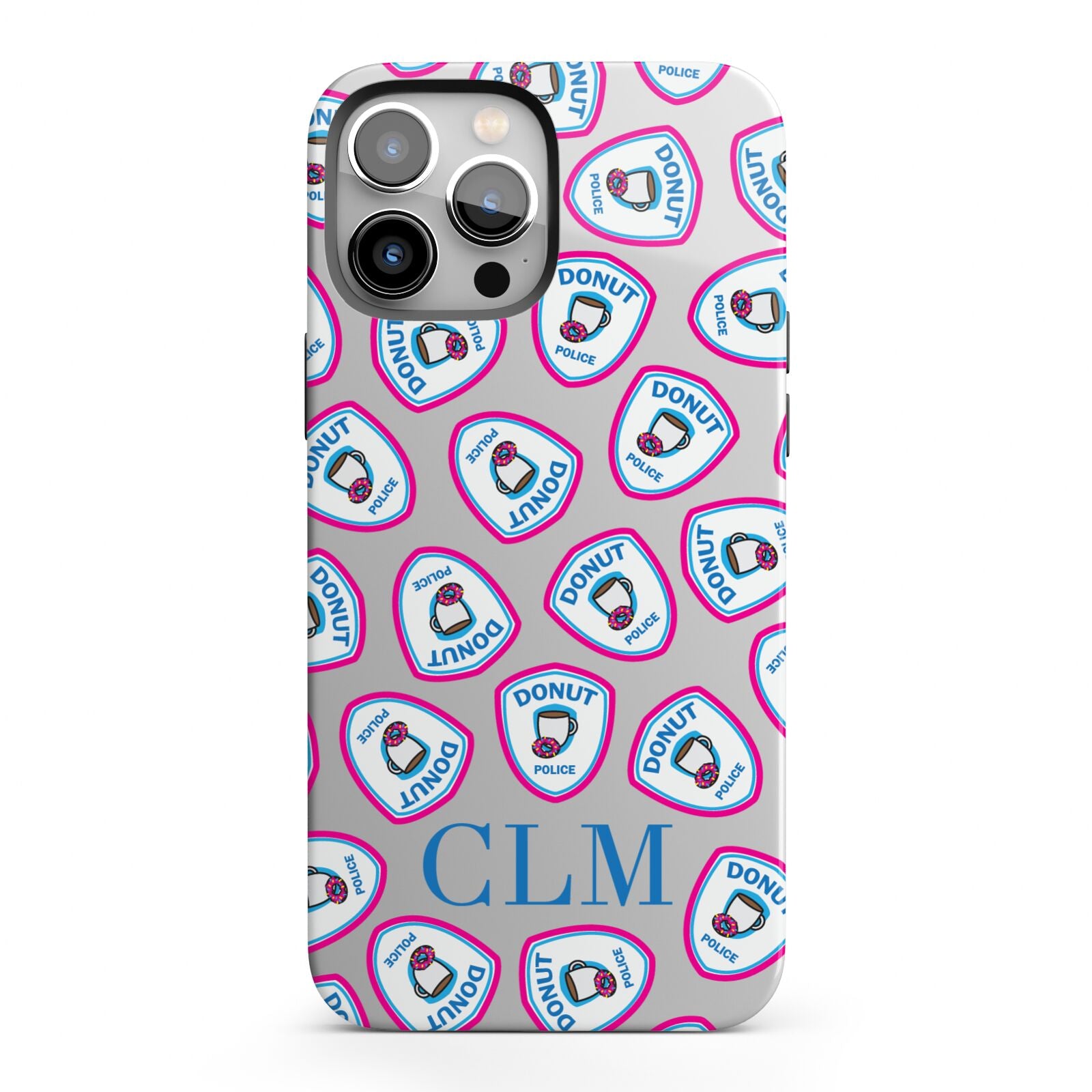 Personalised Donut Police Initials iPhone 13 Pro Max Full Wrap 3D Tough Case
