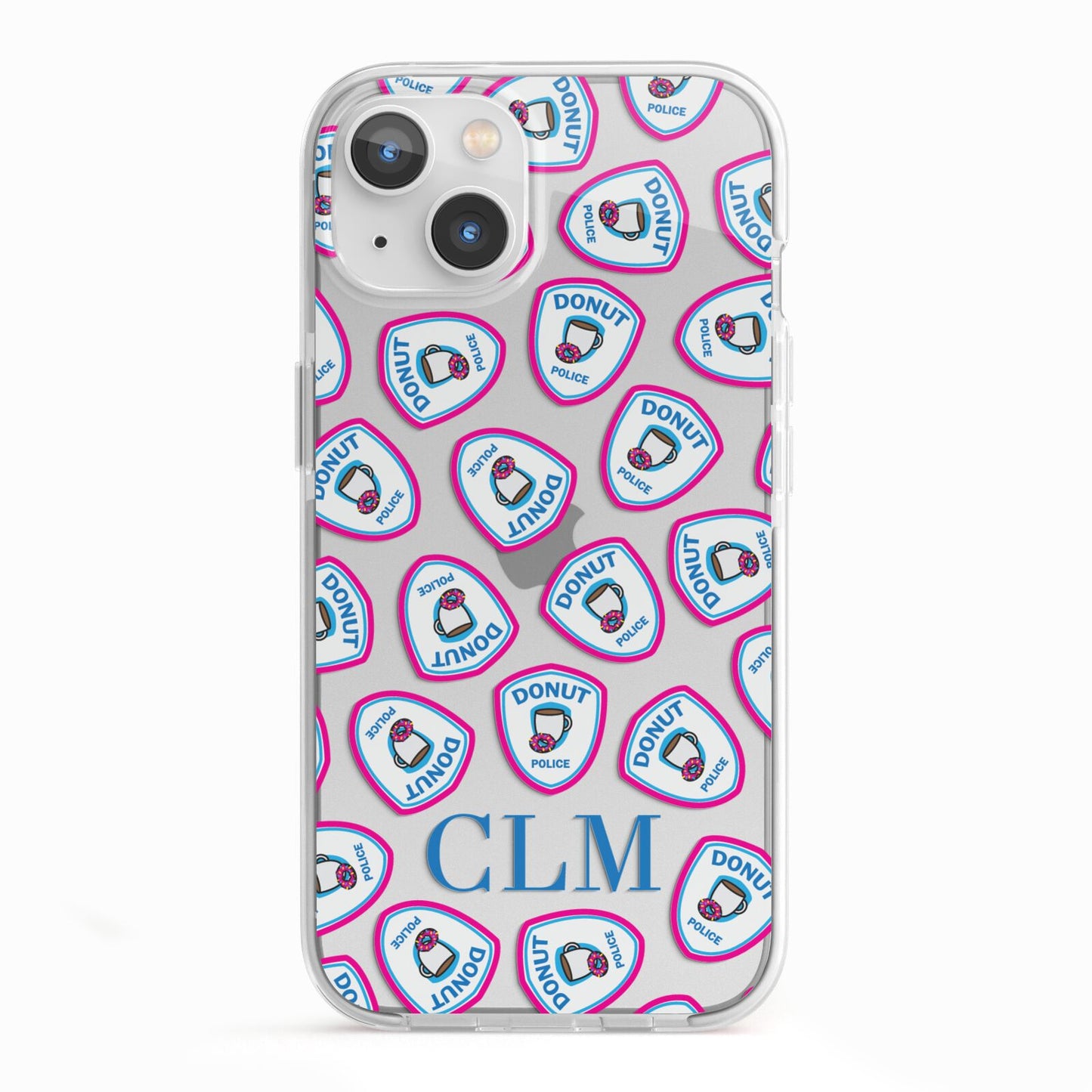 Personalised Donut Police Initials iPhone 13 TPU Impact Case with White Edges