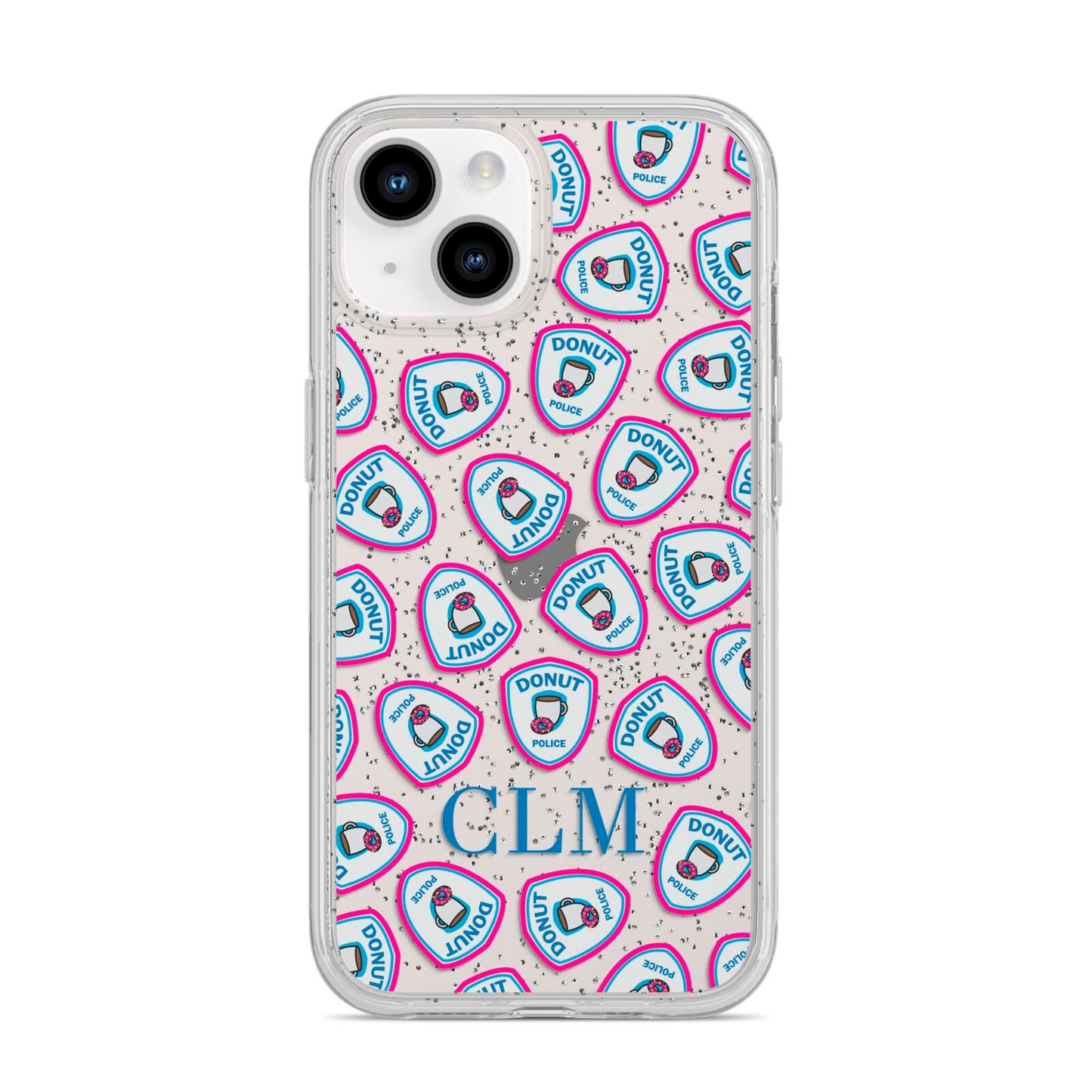 Personalised Donut Police Initials iPhone 14 Glitter Tough Case Starlight